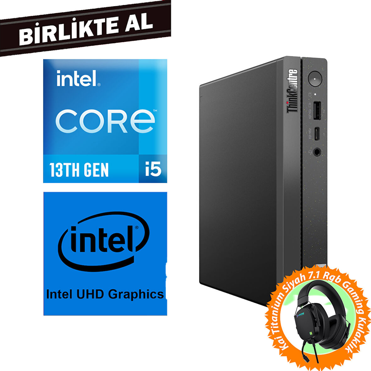 Lenovo ThinkCentre Neo 50Q G4 i5-13420H 32GB 1TB SSD W11P Mini Pc + Gaming Kulaklık 12LMS4XCTX 039