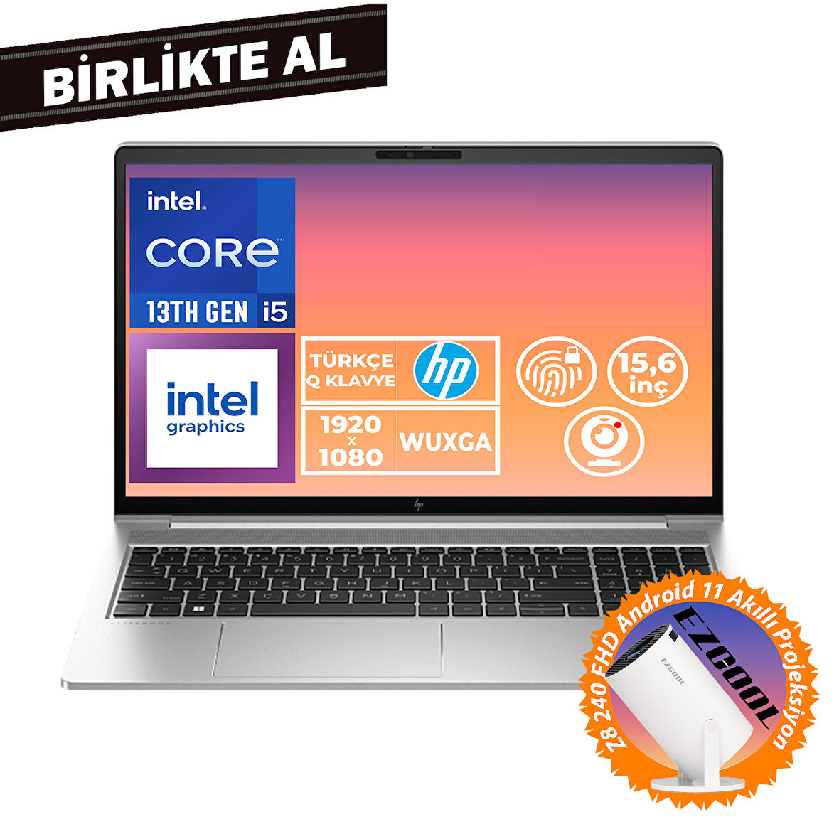 HP EliteBook 650 G10 i5-1335U 32GB 1TB SSD 15.6" FHD W11P + Projeksiyon B2PK5ES 045