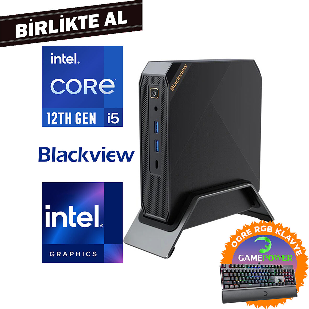 Blackview MP200 i5-12450H 16GB 512GB SSD Windows 11 Pro Mini PC + Gaming Klavye MP20016512I5 017