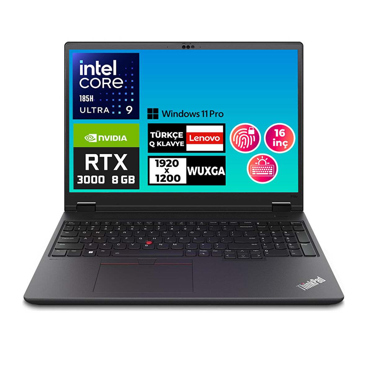 Lenovo MWS P16v G2 U9 185H vPro 64GB 1TB SSD 8 GB RTX3000 Ada 16'' W11P İş İstasyonu 21KX003XTX 002