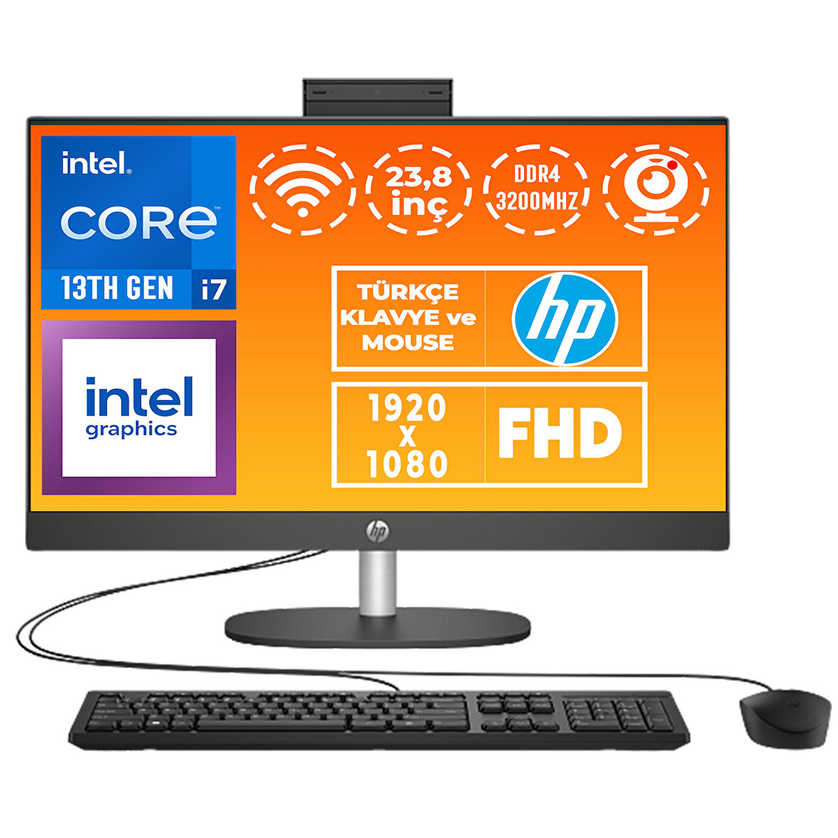 HP ProOne 240 G10 i7-1355U 64GB 2TB SSD 23.8" FHD Freedos All In One Pc B6JC8ES 009