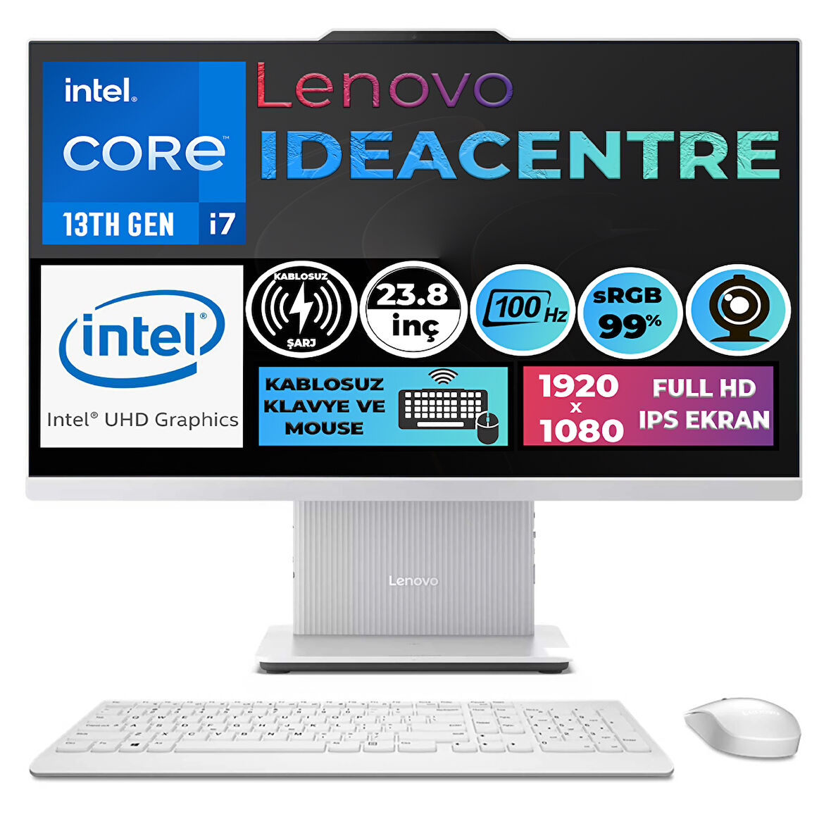 Lenovo IdeaCentre 24IRH9 i7-13620H 32GB 1TB SSD 23.8" FHD Freedos 100Hz All In One Pc F0HN0056TR 003
