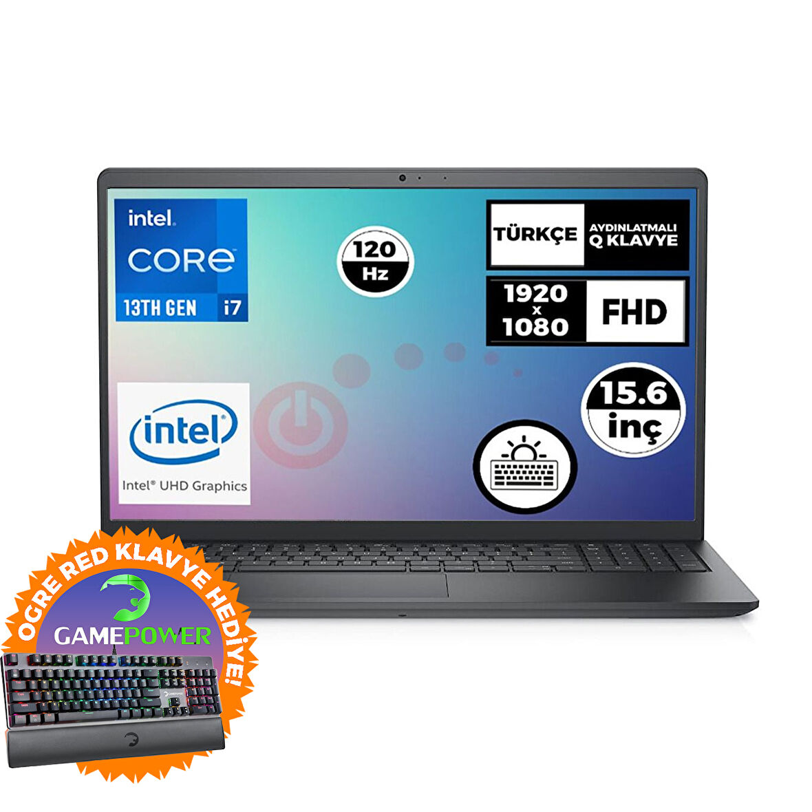 Dell Vostro 3530 i7-1355U 8GB 512GB SSD 15.6" 120Hz W11P Laptop + Klavye N1601PVNB3530U 025