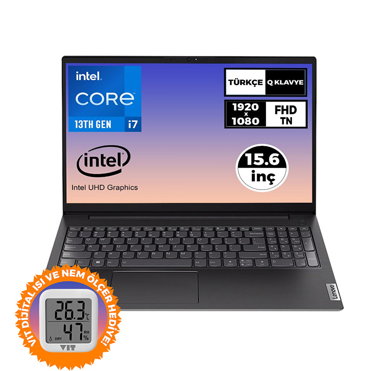 Lenovo V15 Gen 4 i7-1355U 8GB 512GB SSD 15.6" FHD W11P Laptop + Termometre 83A100GPTR 012