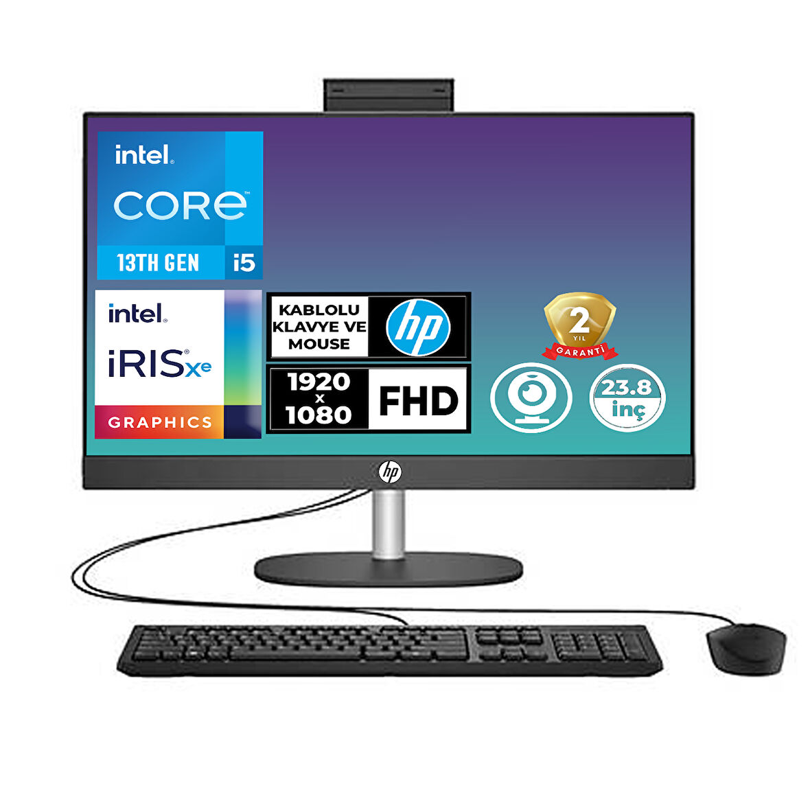 HP ProOne 240 G10 i5-1334U 40GB 1TB SSD 23.8" FHD Freedos All In One PC B6JD5ES 009