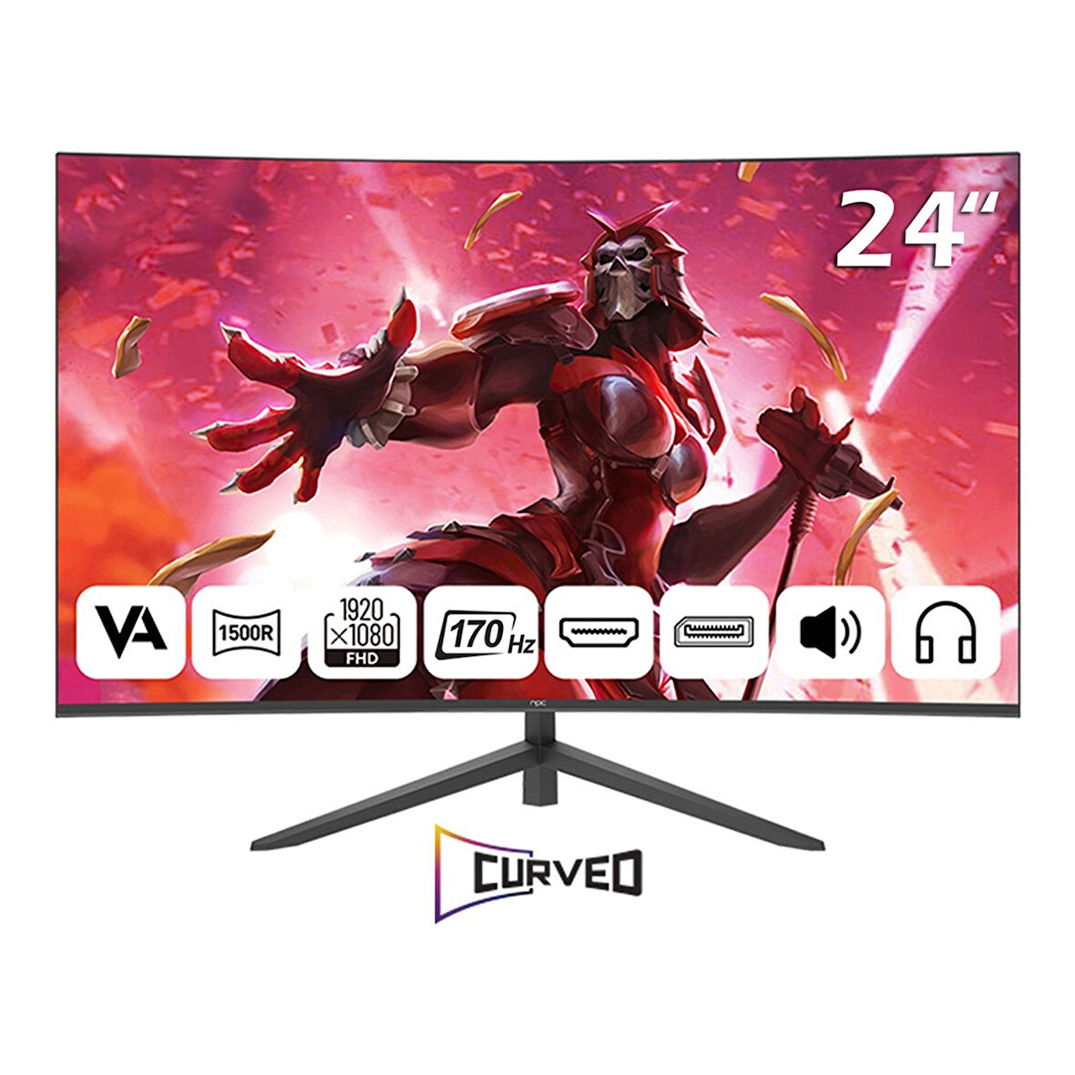 NPC 1ms 170Hz 24" 1920x1080 FHD Curved Gaming Monitör MD240K-V181