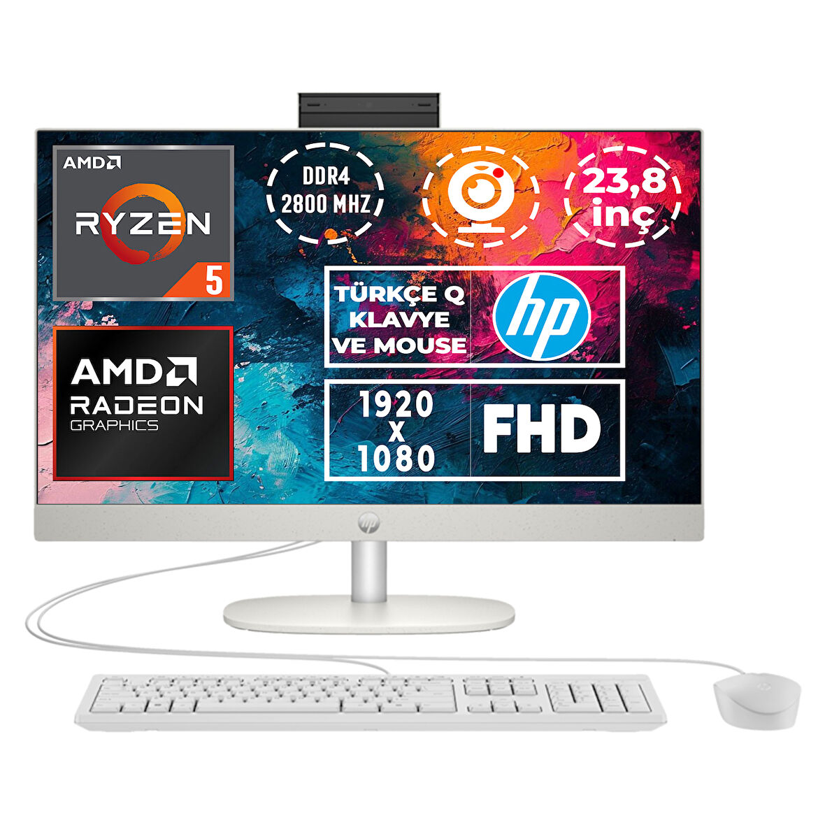 HP ProOne 245 G10 Ryzen 5 7520U 16GB 1TB SSD 23.8" FHD W11P All In One Pc A1JY9ES 005