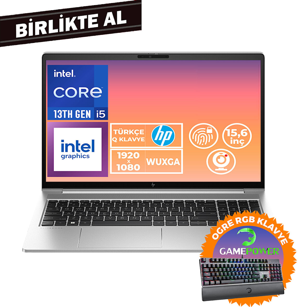 HP EliteBook 650 G10 i5-1335U 32GB 1TB SSD 15.6" FHD W11P + Gaming Klavye B2PK5ES 046