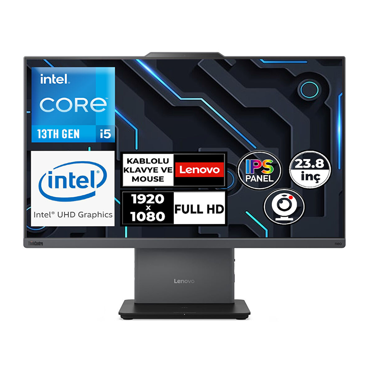 Lenovo ThinkCentre Neo 50A G5 i5-13420H 40GB 2TB SSD 23.8" FHD Freedos All In One PC 12SC000MTR 013