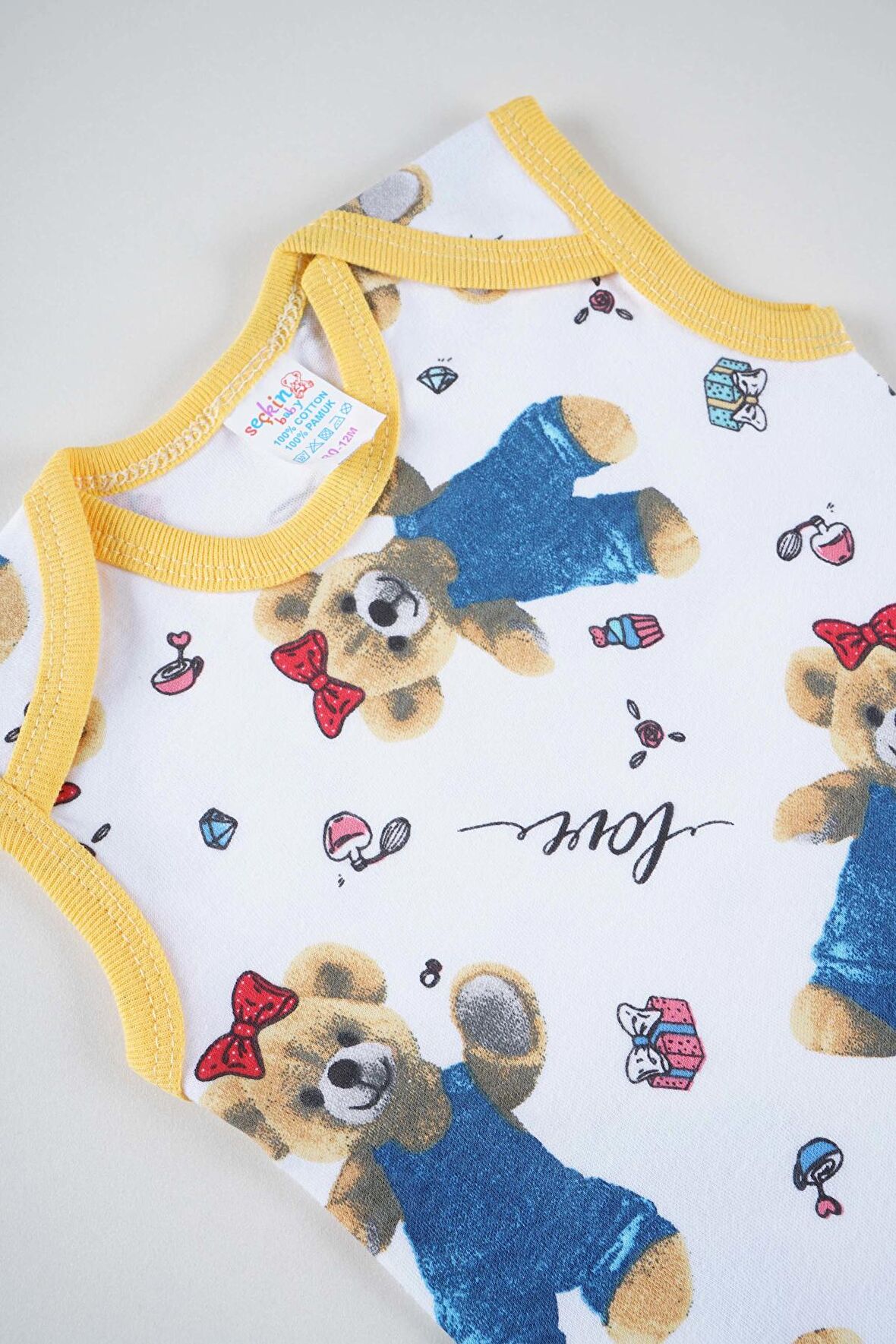 SEÇKİN PAMUK DESENLİ BEBEK ASKILI ÇITÇITLI BADİ ZIBIN