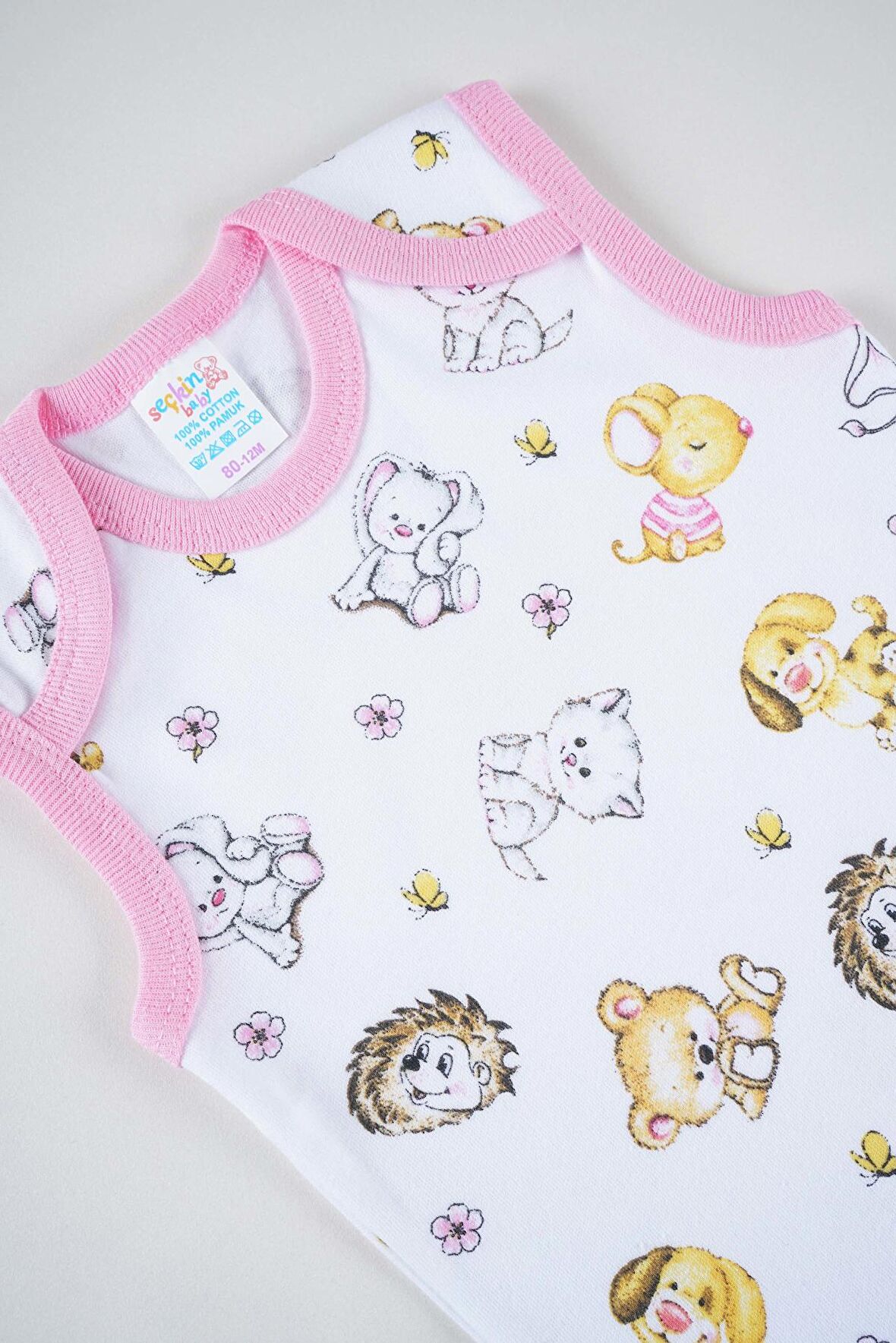 SEÇKİN PAMUK DESENLİ BEBEK ASKILI ÇITÇITLI BADİ ZIBIN