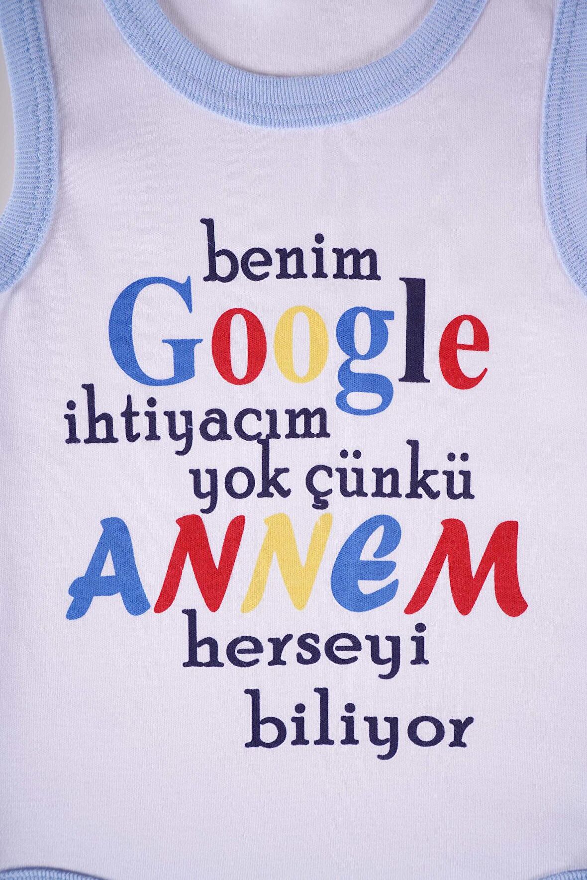 YENİ SEZON GOOGLE ANNEM YAZILI PAMUK BEBEK BADİ ZIBIN