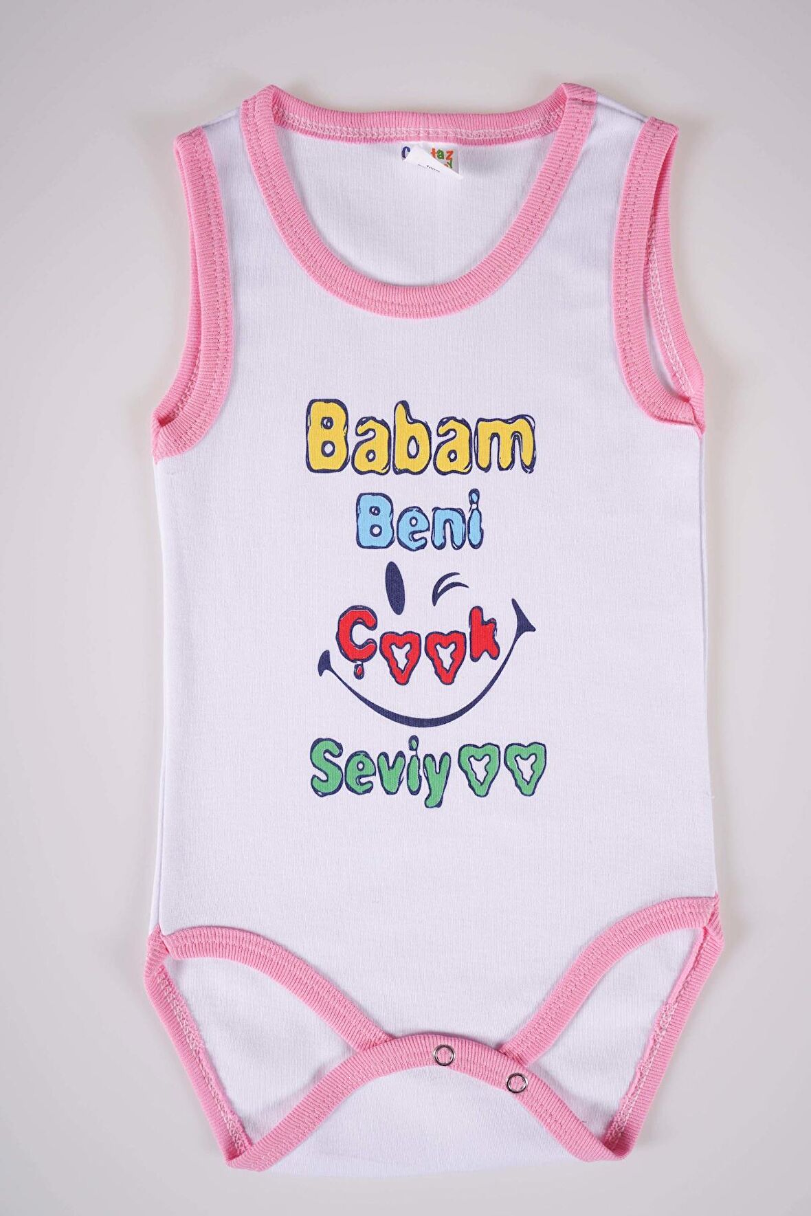 YENİ SEZON BABAM BENİ ÇOK SEVİYO YAZILI PAMUK BEBEK BADİ ZIBIN