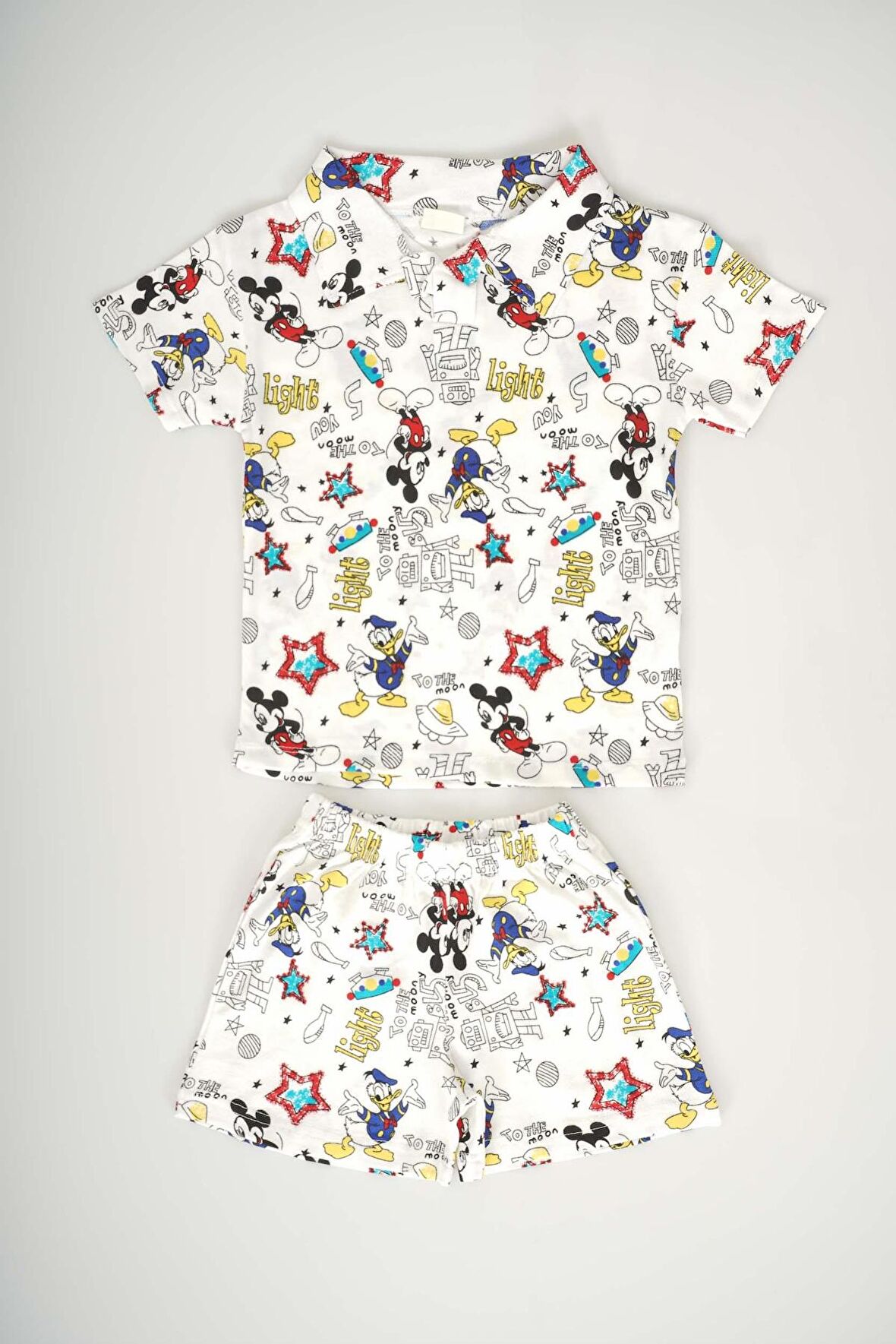 ERKEK BEBEK YAKA MODELLİ DESENLİ PAMUK ŞORTLU TAKIM