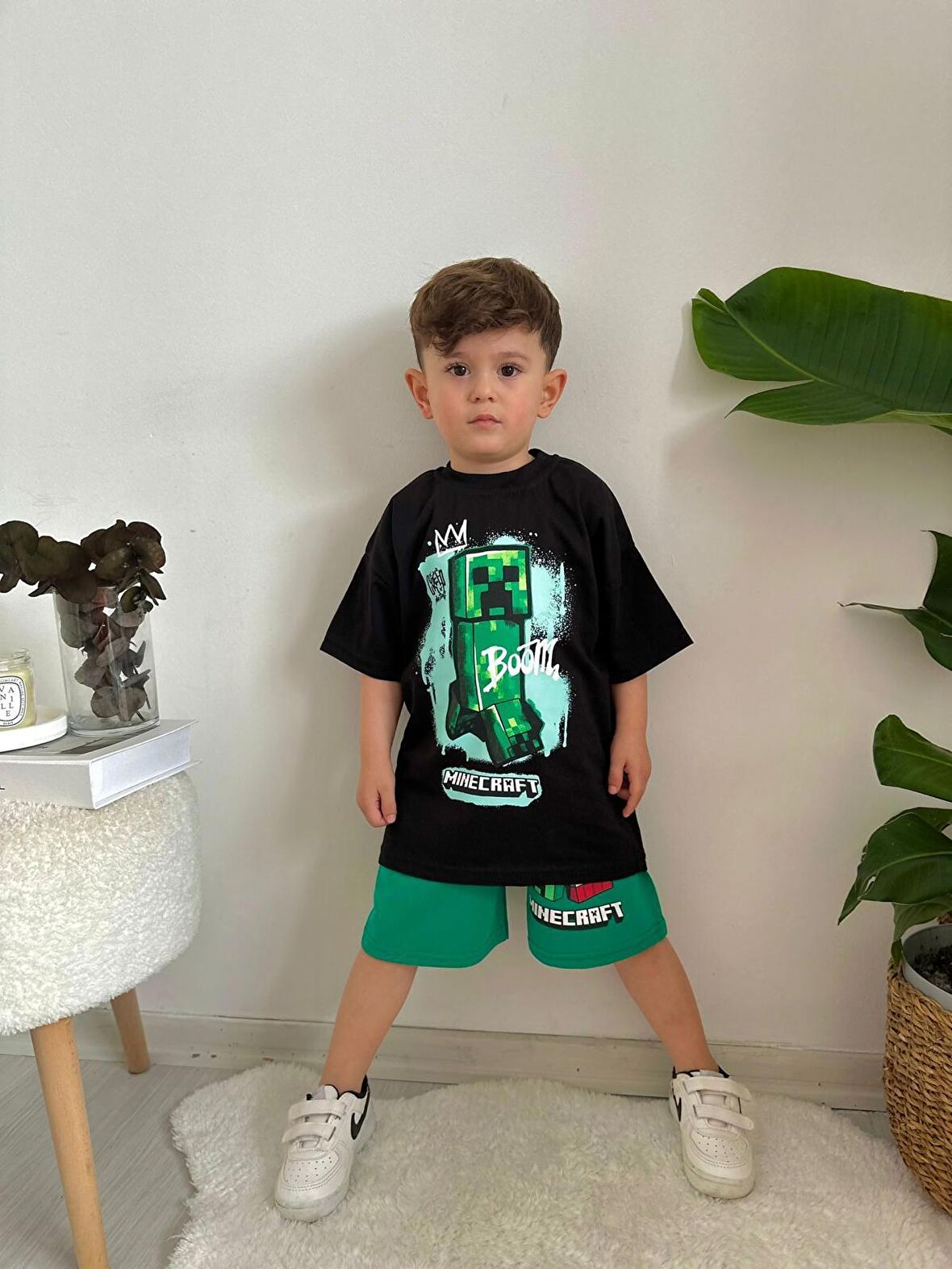 ERKEK ÇOCUK MINECRAFT PAMUK DESENLİ ŞORTLU TAKIM