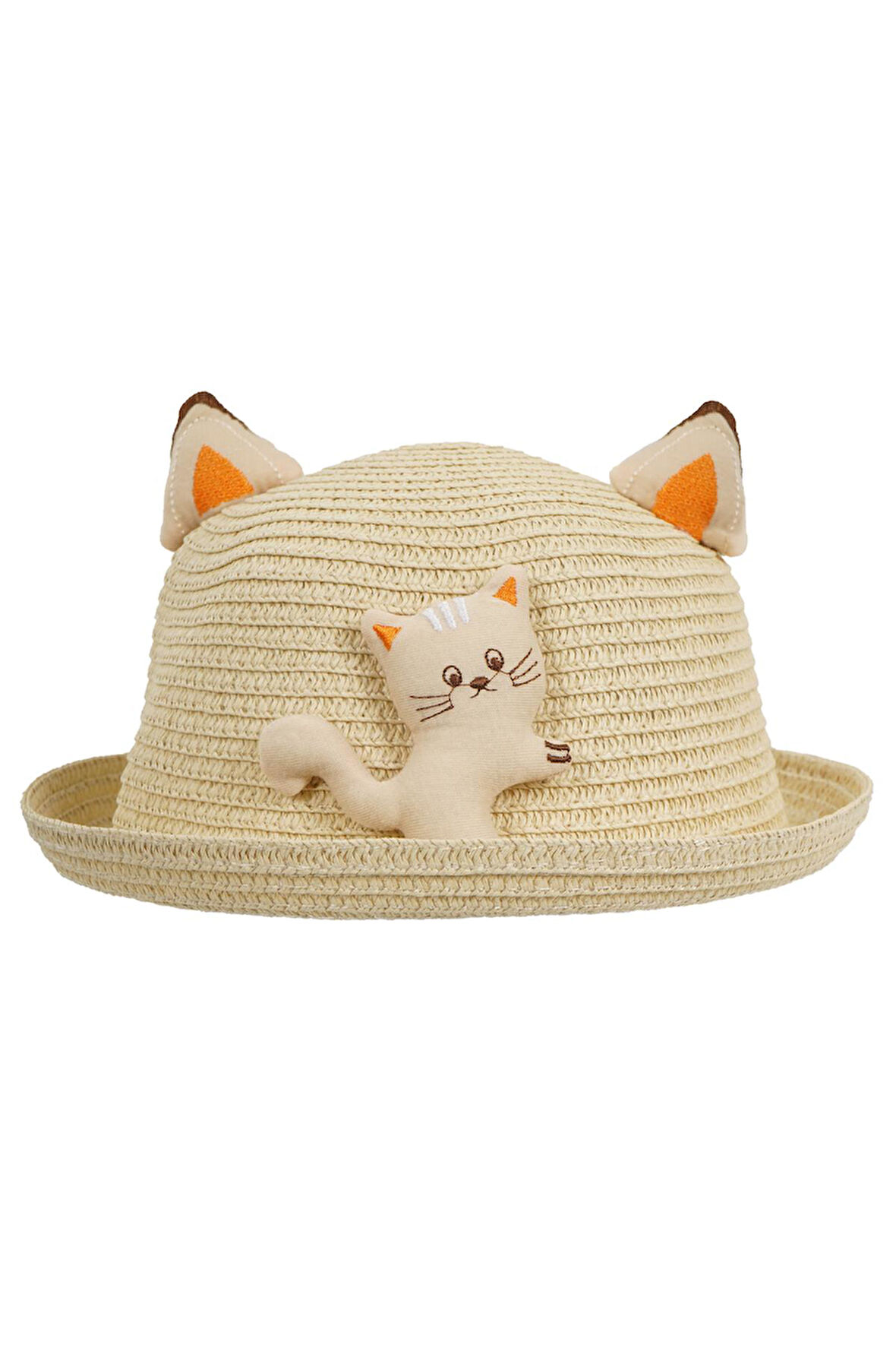 KIZ ÇOCUK 24710-03 KEDİ FÜGÜRLÜ HASIR ŞAPKA