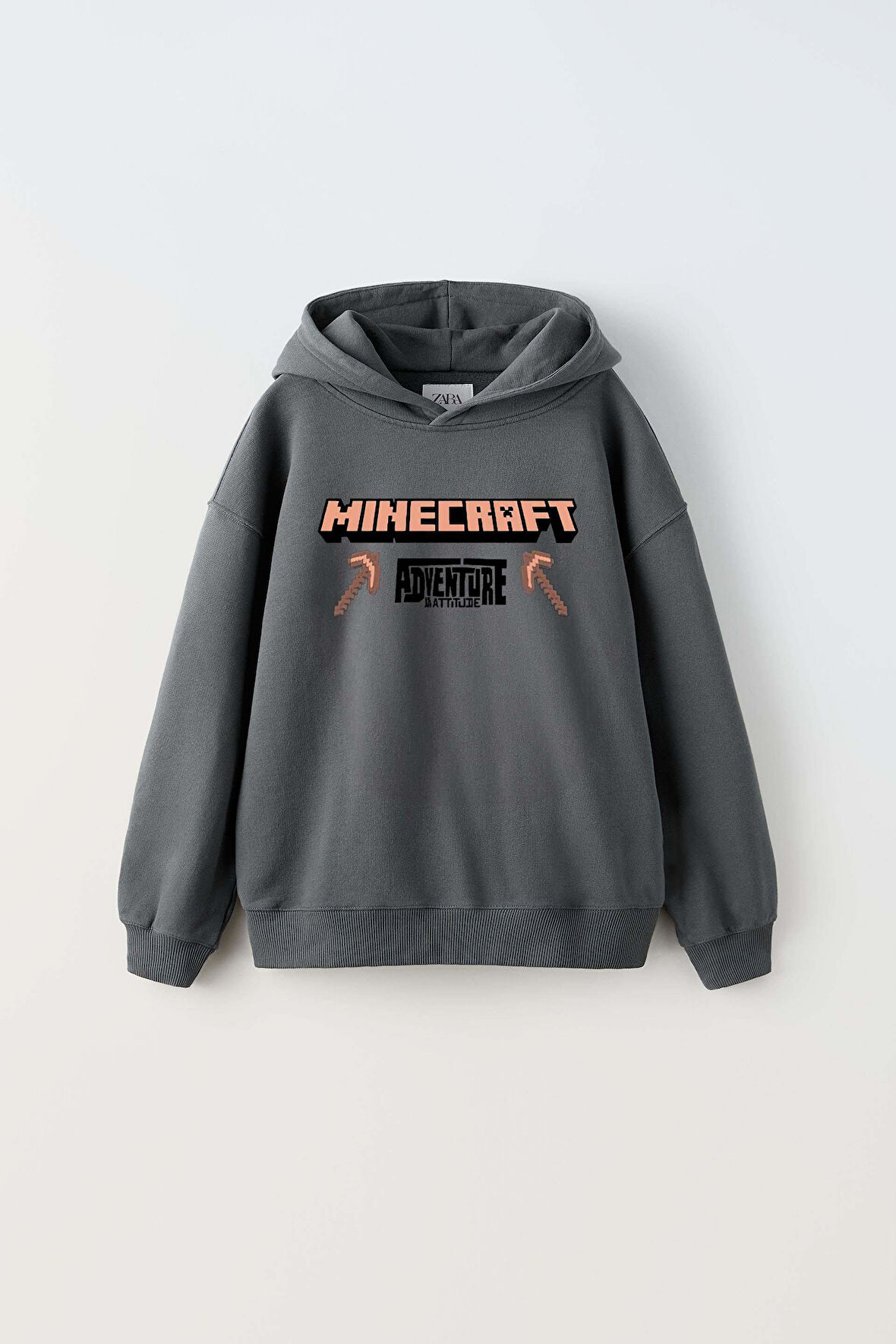 ERKEK ÇOCUK MINECRAFT MODELLİ KOL MANŞETLİ PAMUK KAPŞONLU SWEAT