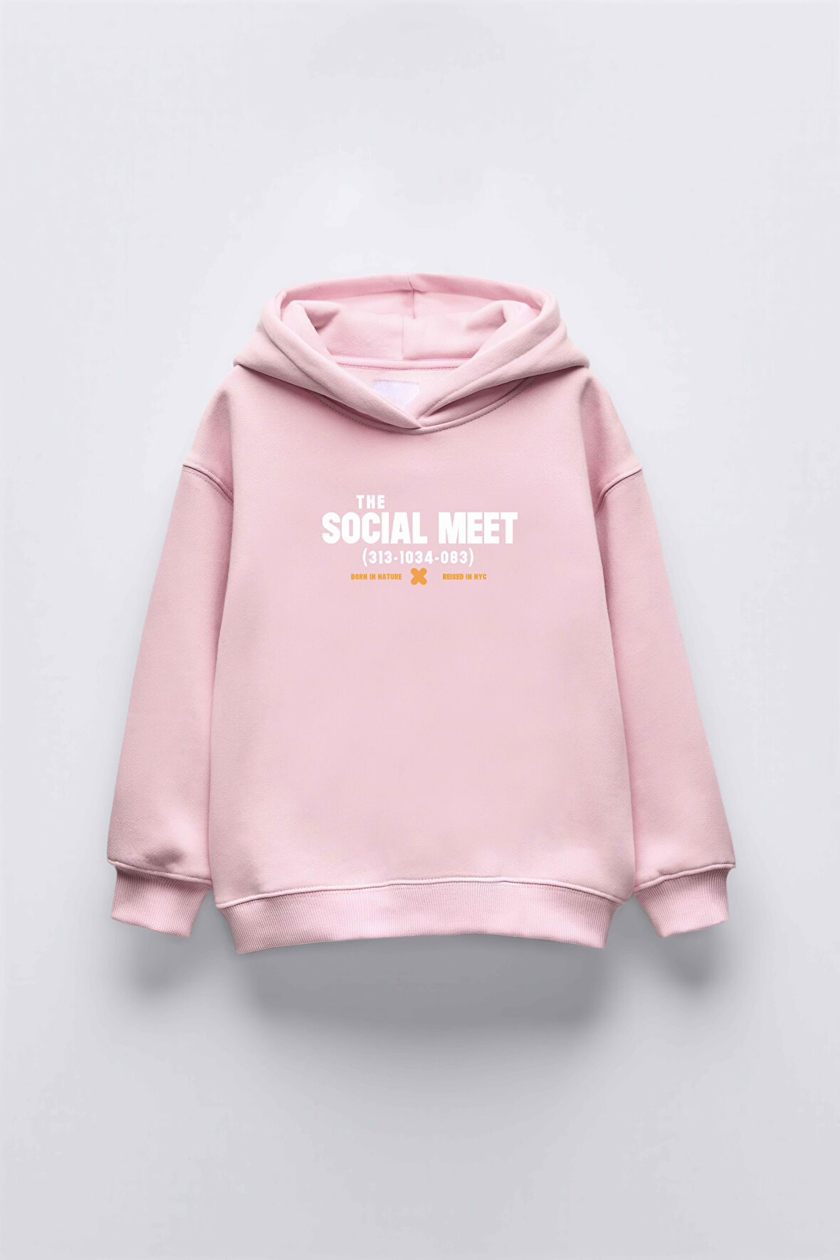 KIZ ÇOCUK SOCIAL MEET BASKILI KAPÜŞONLU MANŞETLİ SWEATSHİRT