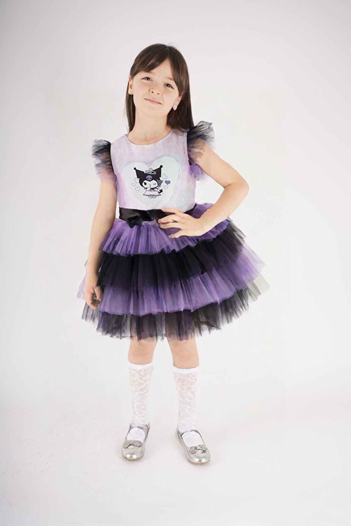 KIZ ÇOCUK KUROMİ MODELLİ TÜL TÜTÜ ETEKLİ ELBİSE