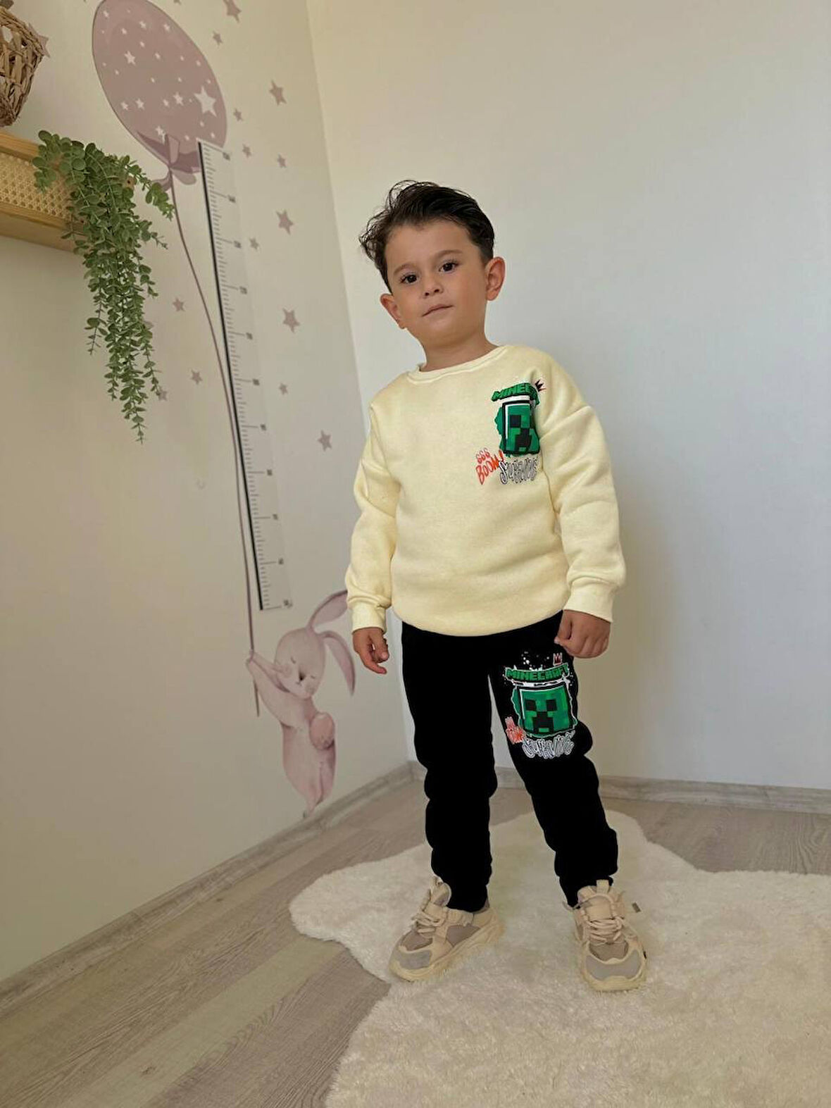 ERKEK ÇOCUK CRAF MODELLİ 3 İPLİK ŞARDONLU EŞOFMAN TAKIMI