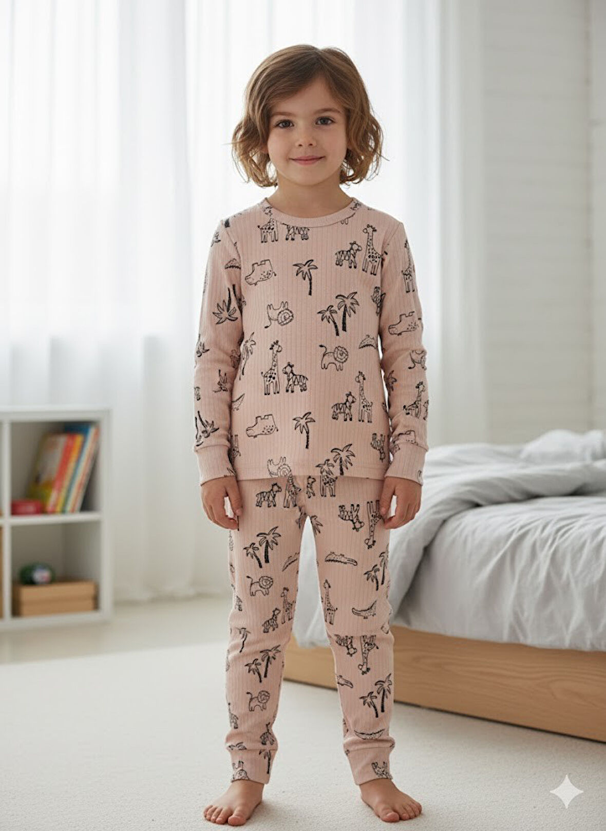 YENİ SEZON KIZ ERKEK ÇOCUK FİTİLLİ PAMUK PİJAMA TAKIMI