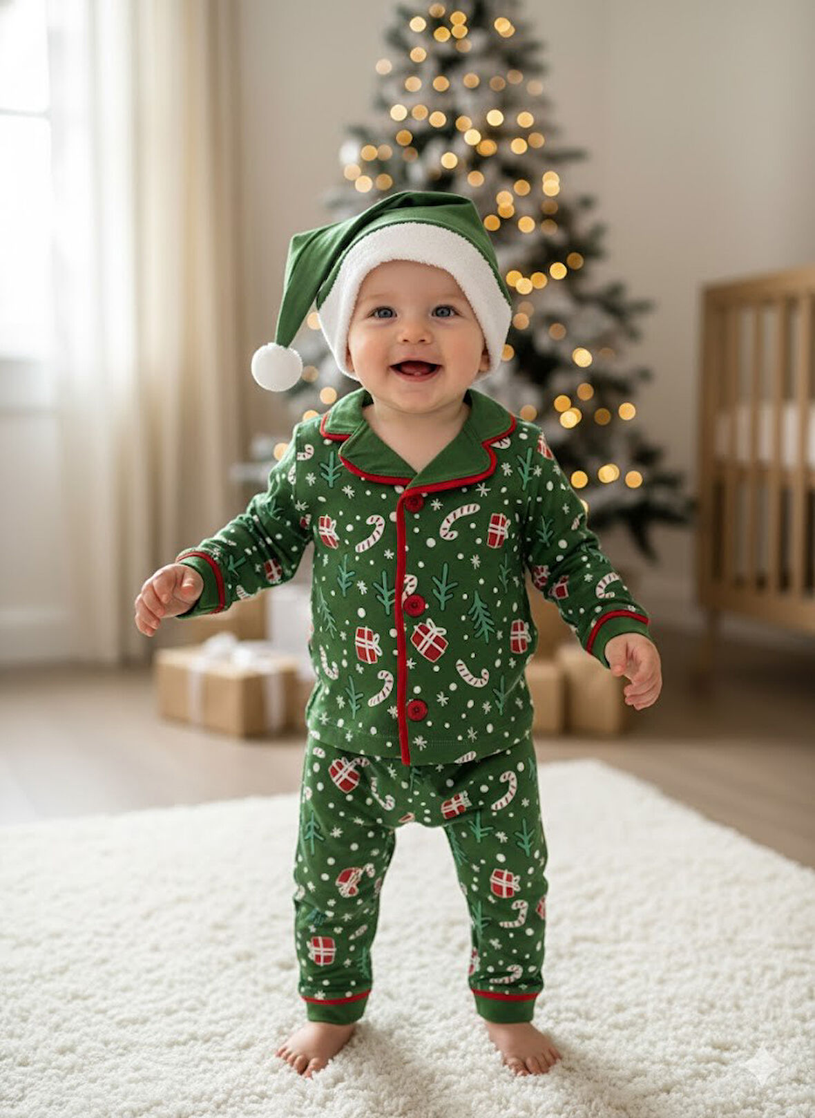 BEBEK YILBAŞI NOEL TEMALI PİJAMA TAKIMI