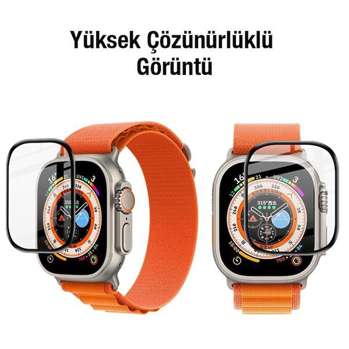 Coofbe Apple Watch Uyumlu Ultra 49mm Full Kaplama Ekran Koruyucu, Su geçirmez,Parmak İzi Bırakmaz 3D Koruyucu 