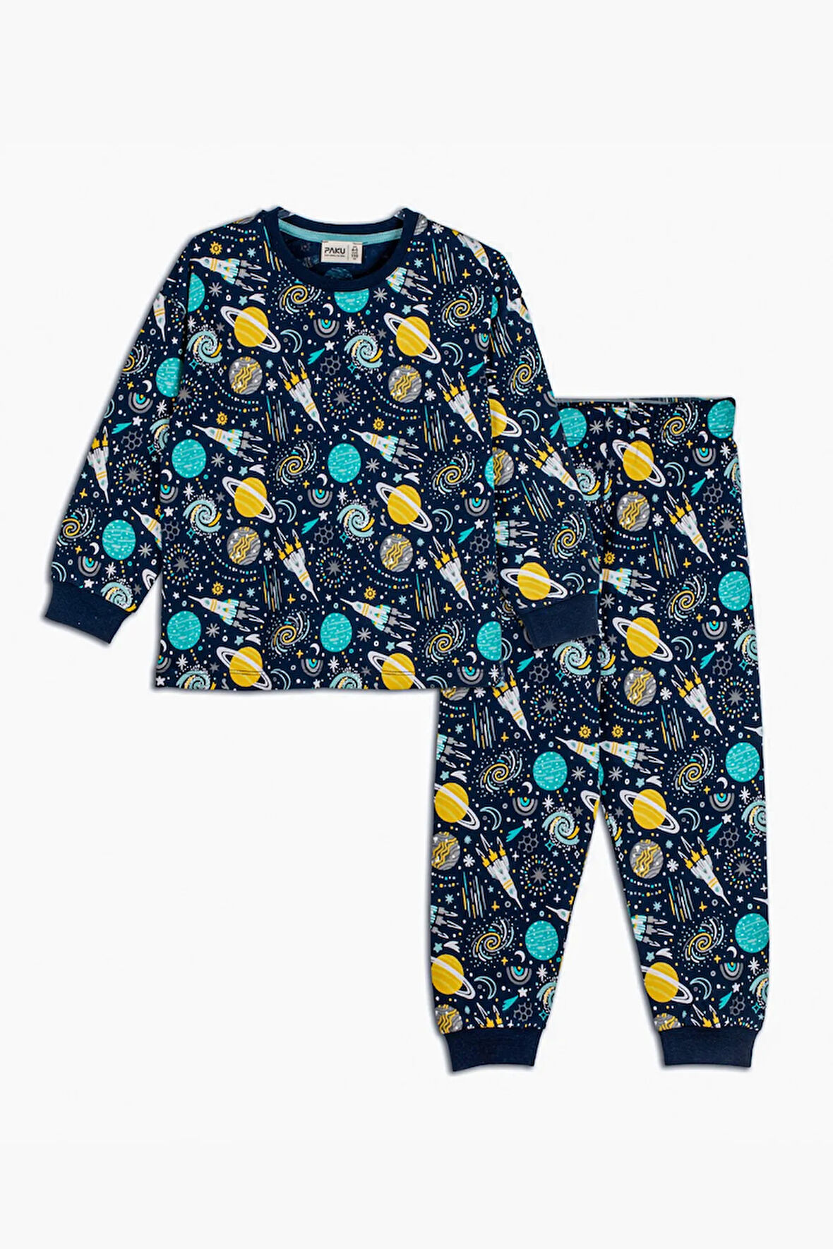 Astronot Temalı Pamuk Unisex Çocuk Pijama Takımı