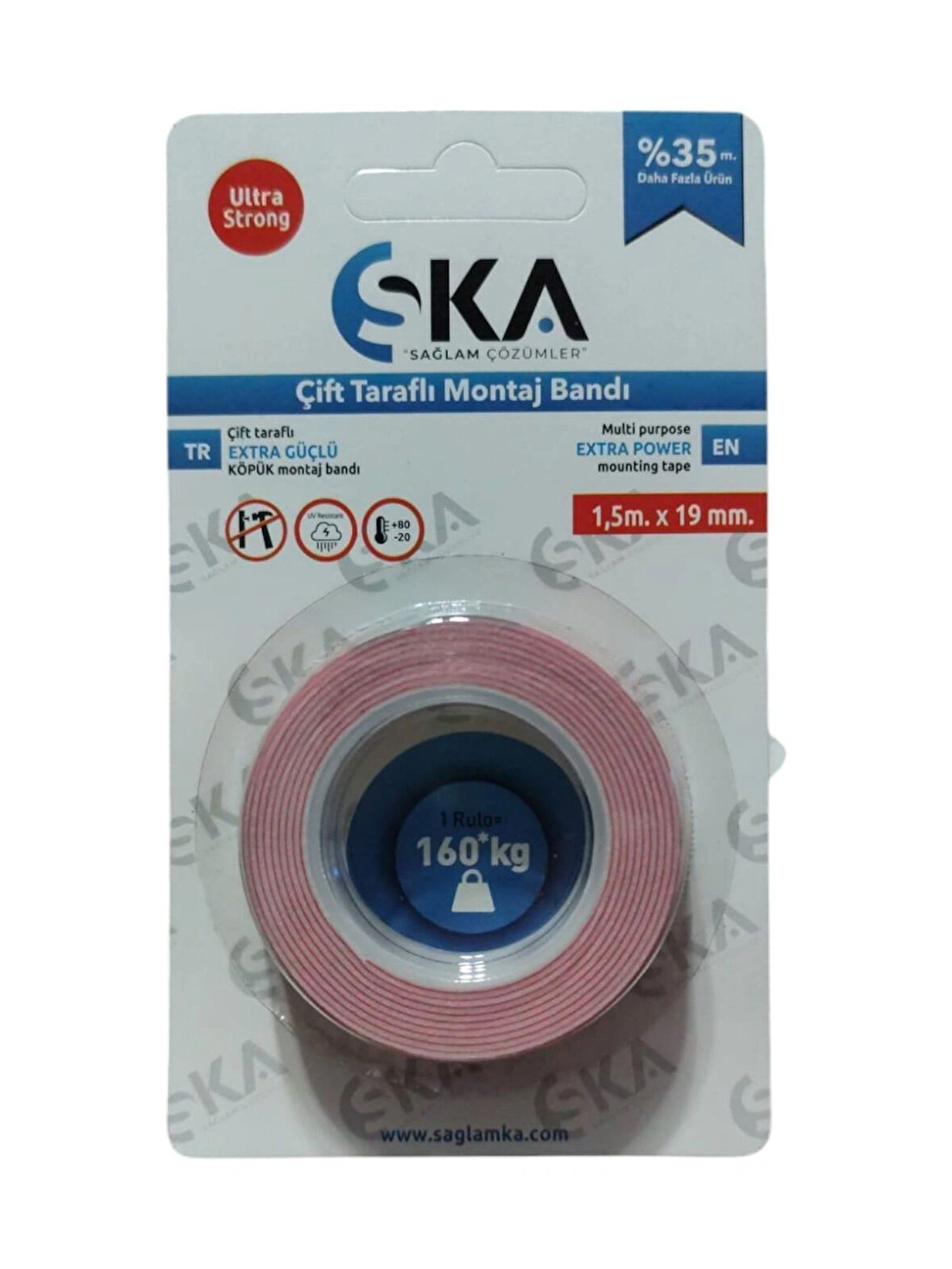 Çift Taraflı Bant Akrilik Köpük 19mmx1,5m