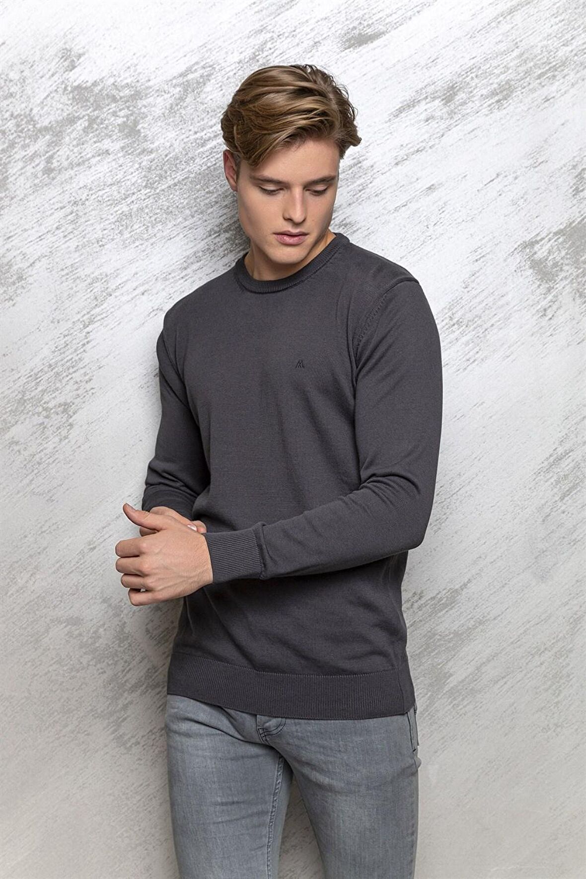 Erkek  3912 MARKOVA TRİKO SIFIR YAKA KAZAK ANTRASİ