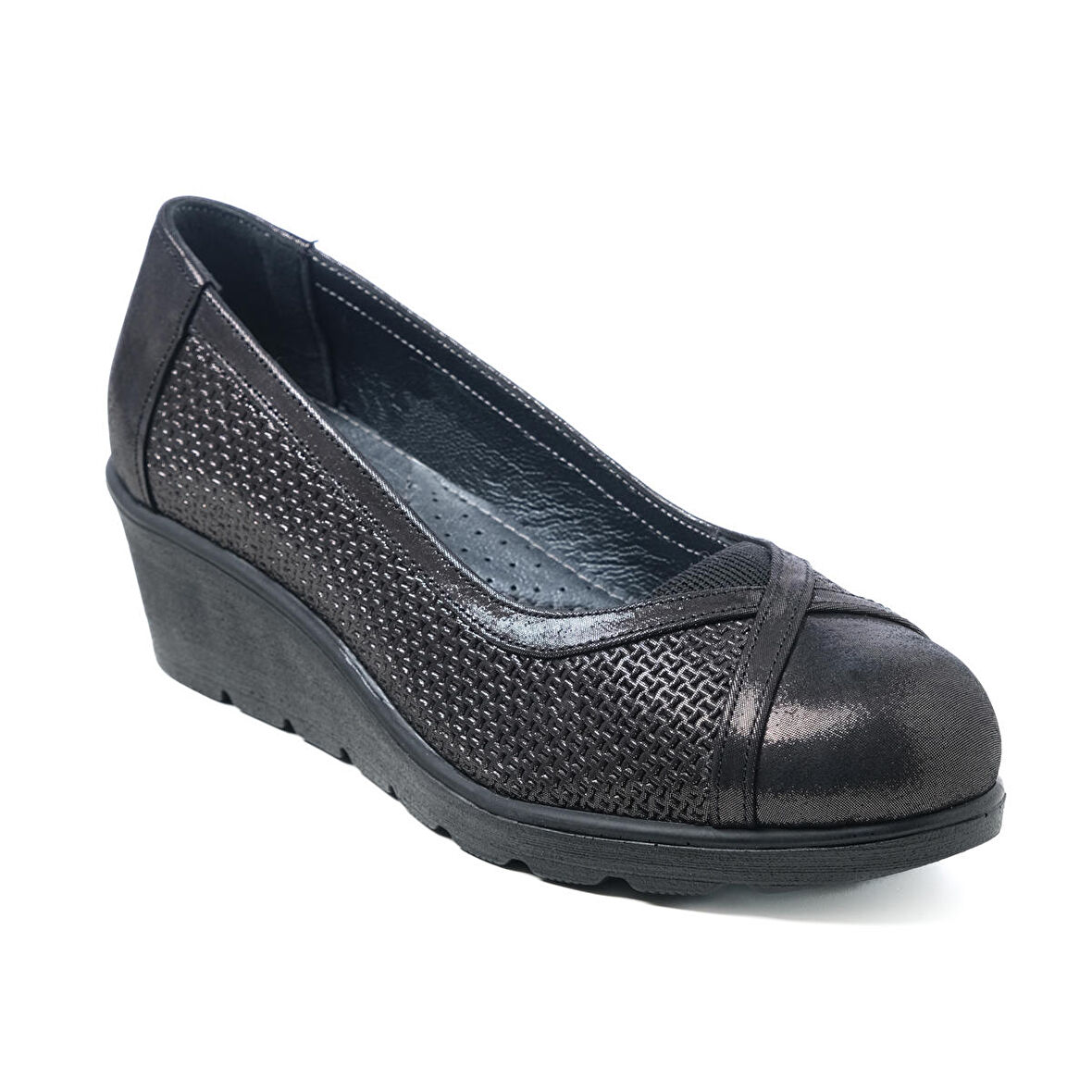 Kadın Dolgu Taban Ayakkabı EL-6407-3-709 JOHN MAY Black Purple (2523)