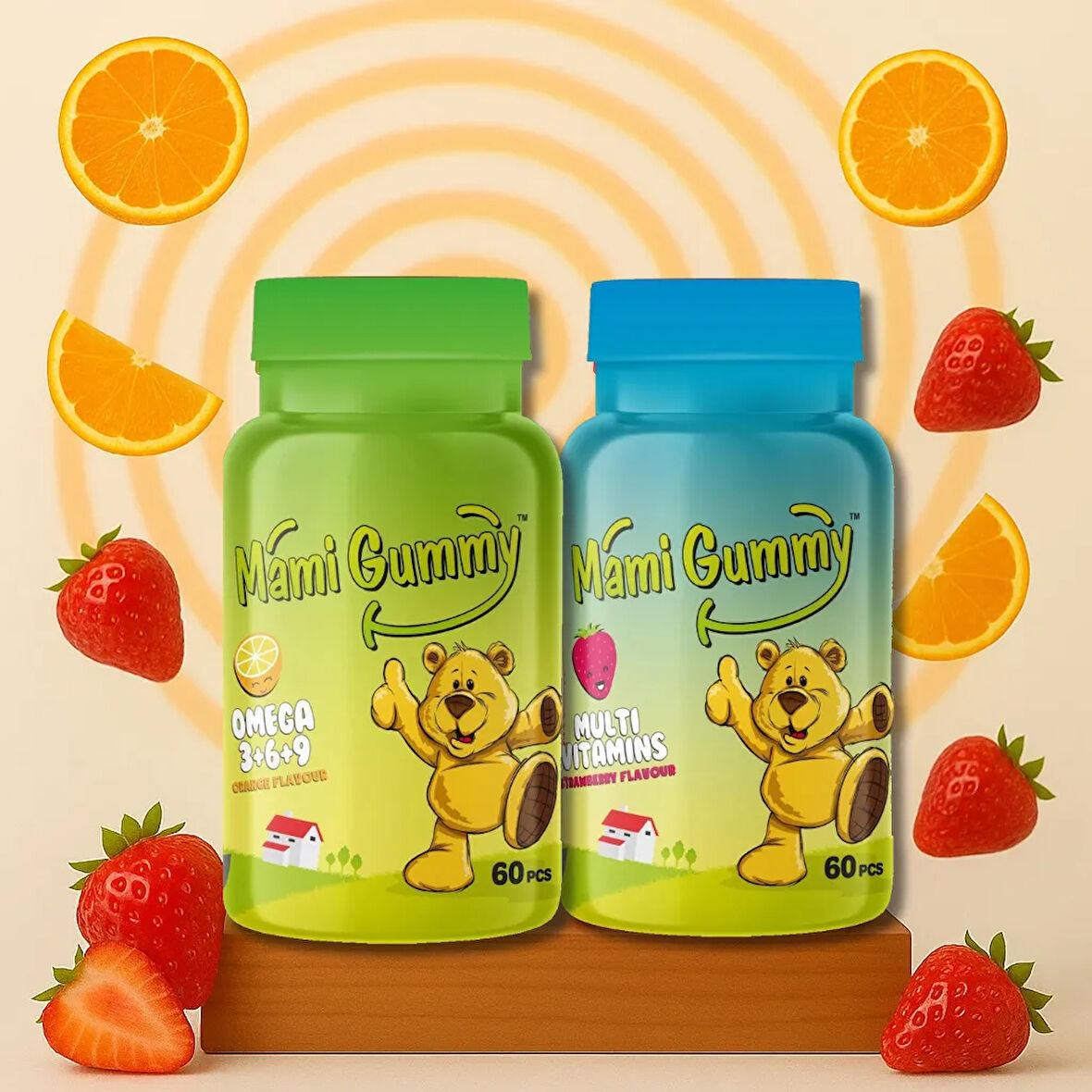 2'li Set Multivitamin (Çilek) - Omega (3-6-9) (Portakal)
