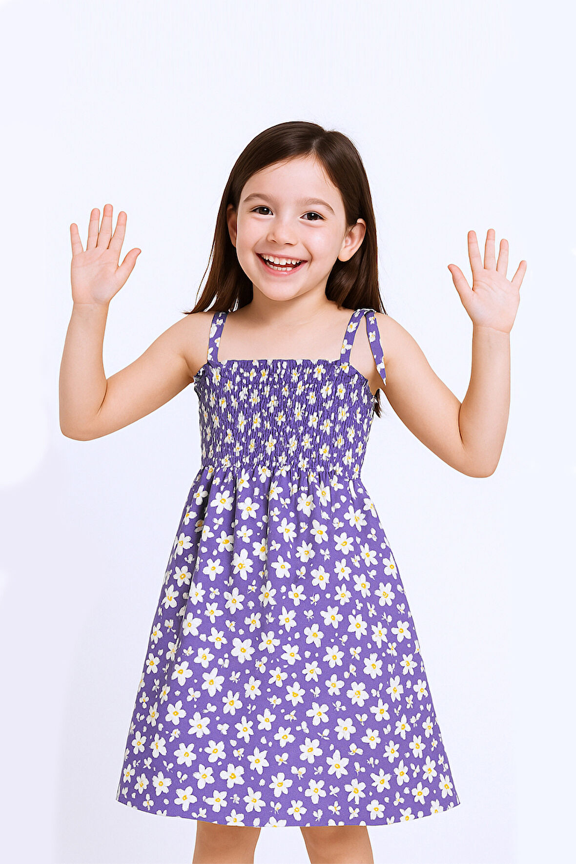 KIZ ÇOCUK ASKILI ELBİSE ÇİÇEK DESENLİ B35 HCM00119