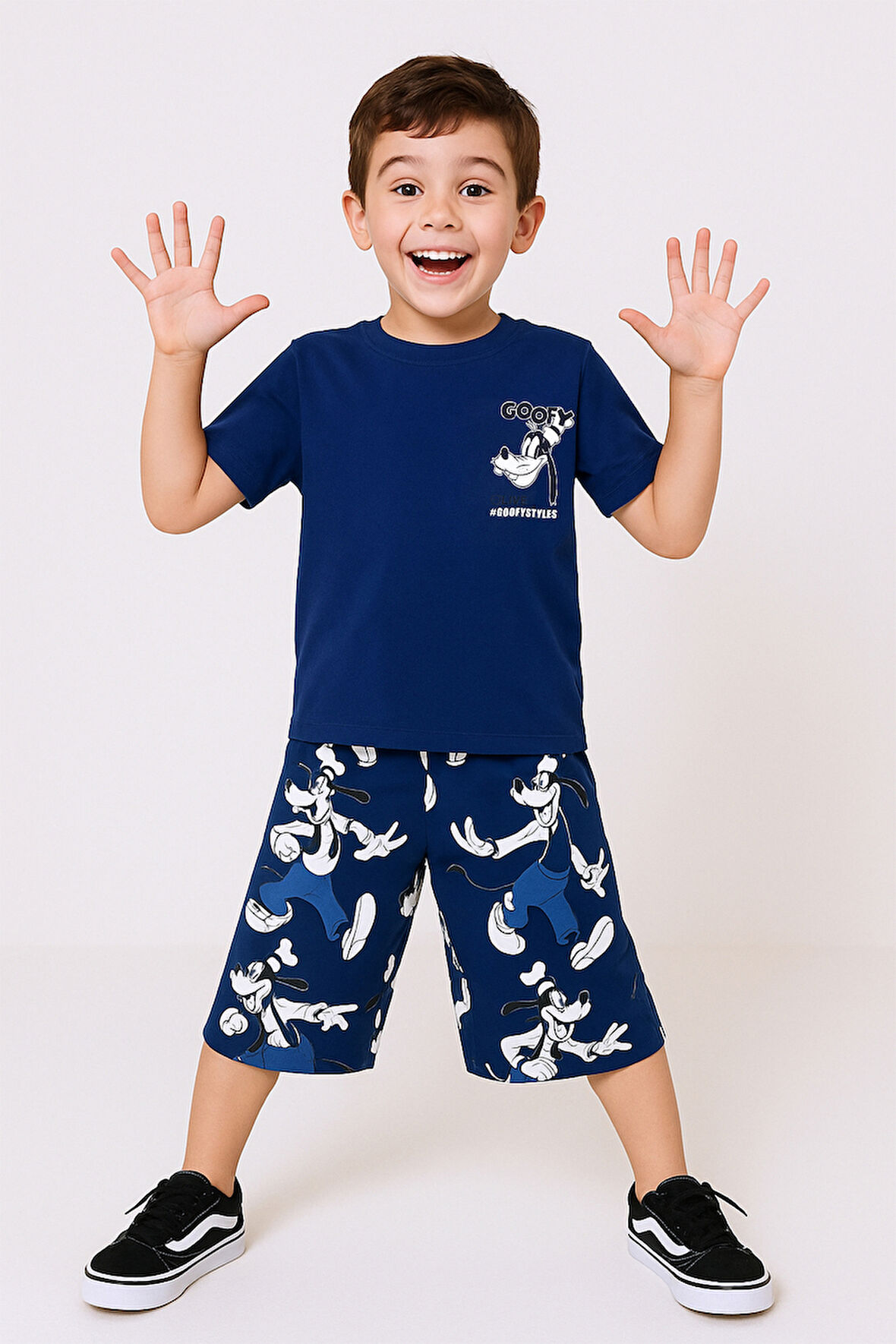 ERKEK ÇOCUK ŞORTLU TAKIM SIRT BASKILI BİSİKLET YAKA F14