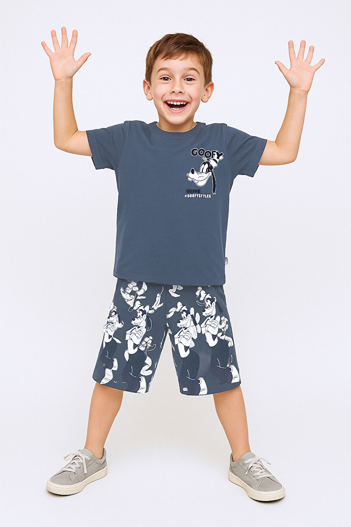 ERKEK ÇOCUK ŞORTLU TAKIM SIRT BASKILI BİSİKLET YAKA F14