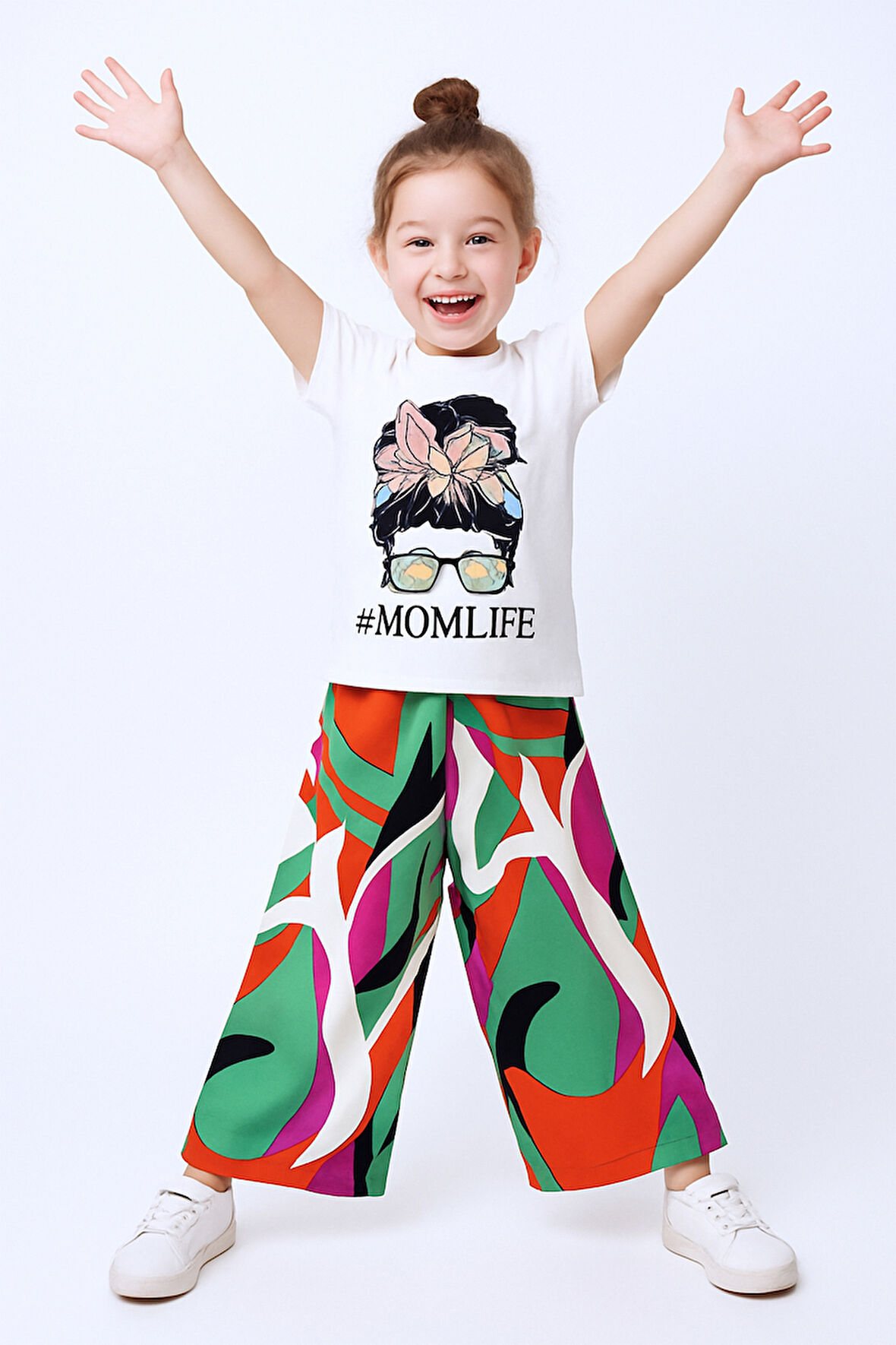 KIZ ÇOCUK YAZLIK İKİLİ TAKIM BASKILI RENK BALOKLU B2