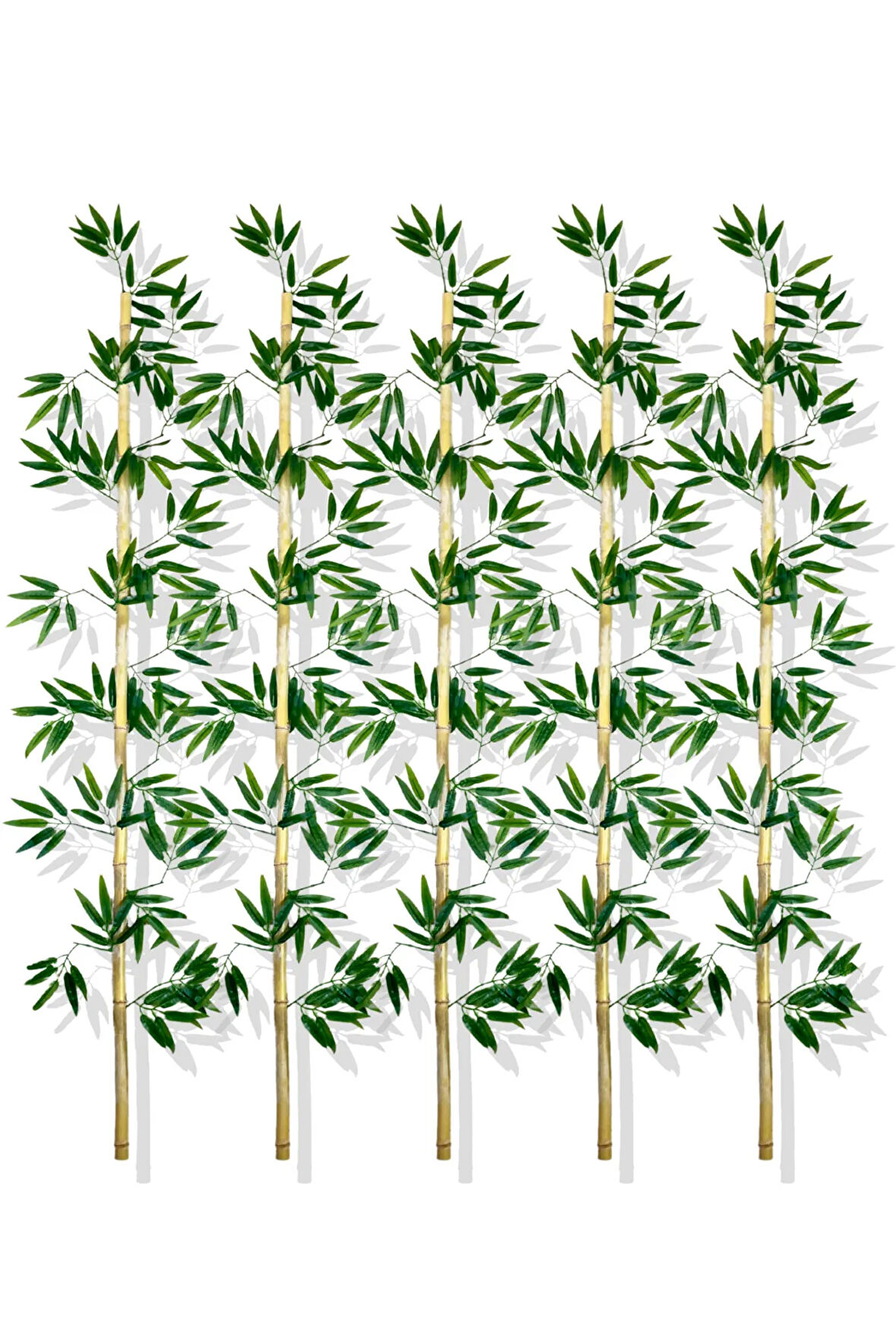 Yapay Yoğun Yapraklı 190 Cm 5 Adet Dekoratif Bambu Çubuğu Islak Doku