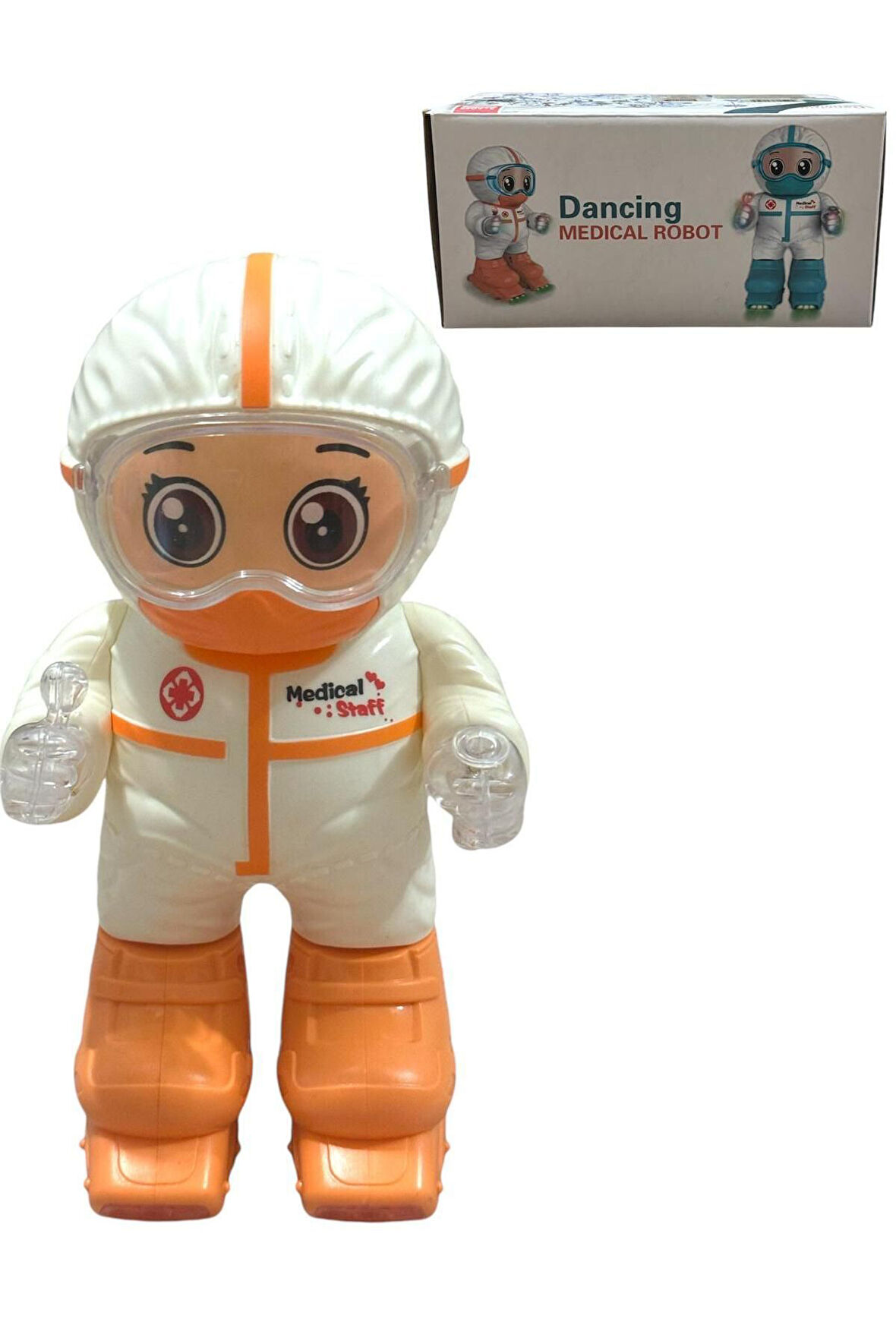 Robot Pilli Işıklı Sesli Müzikli Patenli Kayan Medical Robot Oyuncak 18 CM