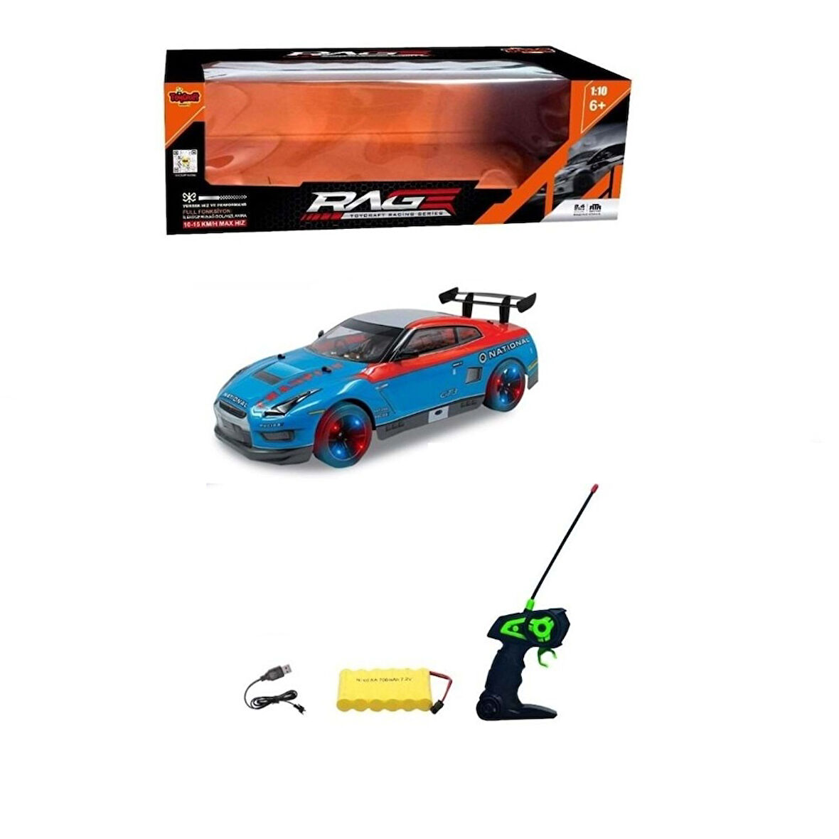 TOYCRAFT RacerX 1:10 Ölçek Uzaktan Kumandalı Yüksek Hızlı Yarış Arabası (10–15 km/h)
