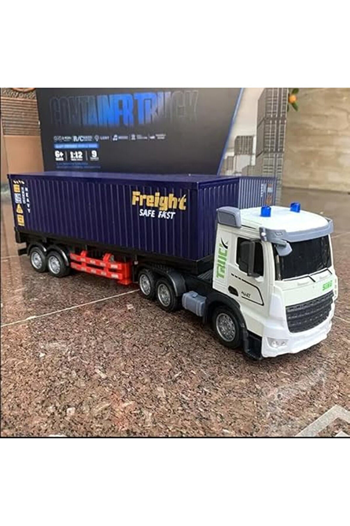 Elektirikli Rc 1:12 Ölçek Uzaktan Kumandalı Işıklı Tır ve Konteyner Şarjlı RC Tır