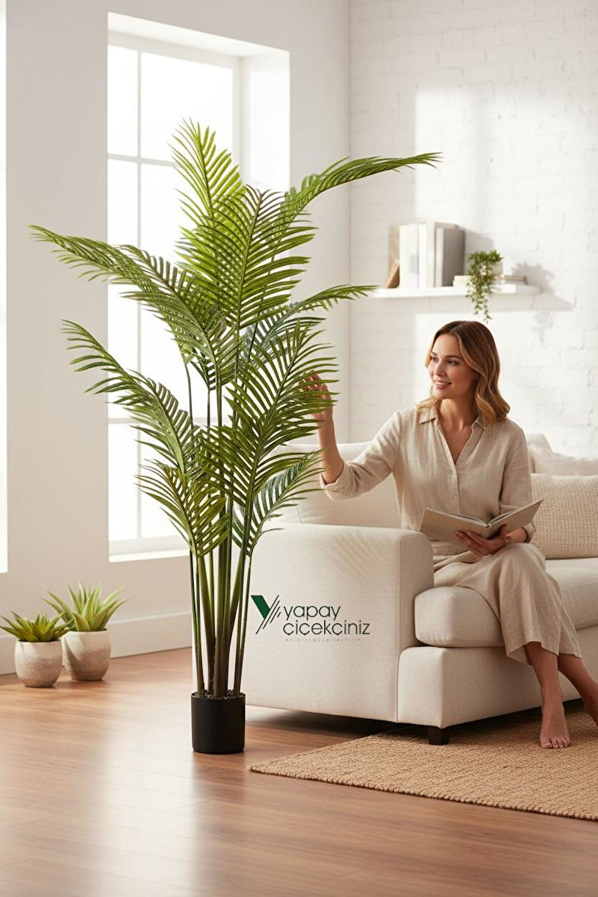 190 cm Islak Dokulu 14 Dallı Lüks Yapay Areka Ağacı