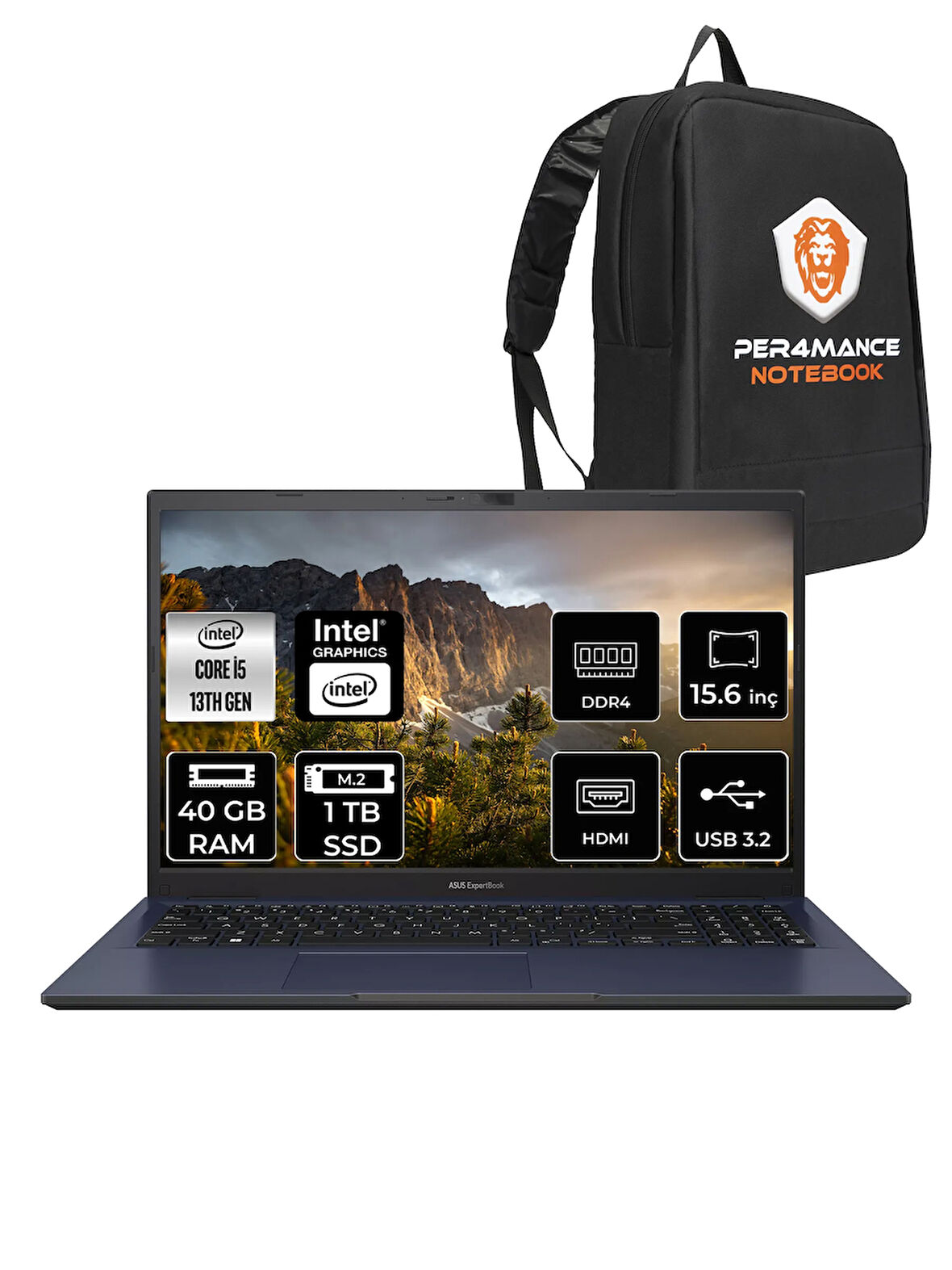ASUS ExpertBook B1 B1502CVA-I58512B1D i5 1335U 40GB RAM 1TB SSD 15.6" FHD FDOS & PER4 ÇANTA