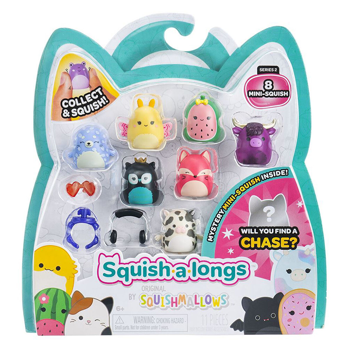 Squishmallows Squish-a-longs 8 Figür + Yüzük Set Seri 2 AL0084