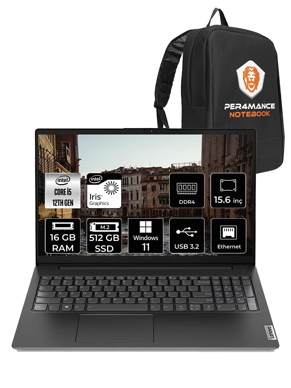 Lenovo V15 G3 i5-1235U 16GB 512GB SSD 15.6" FHD W11PRO 82TT008PTX & PER4 ÇANTA