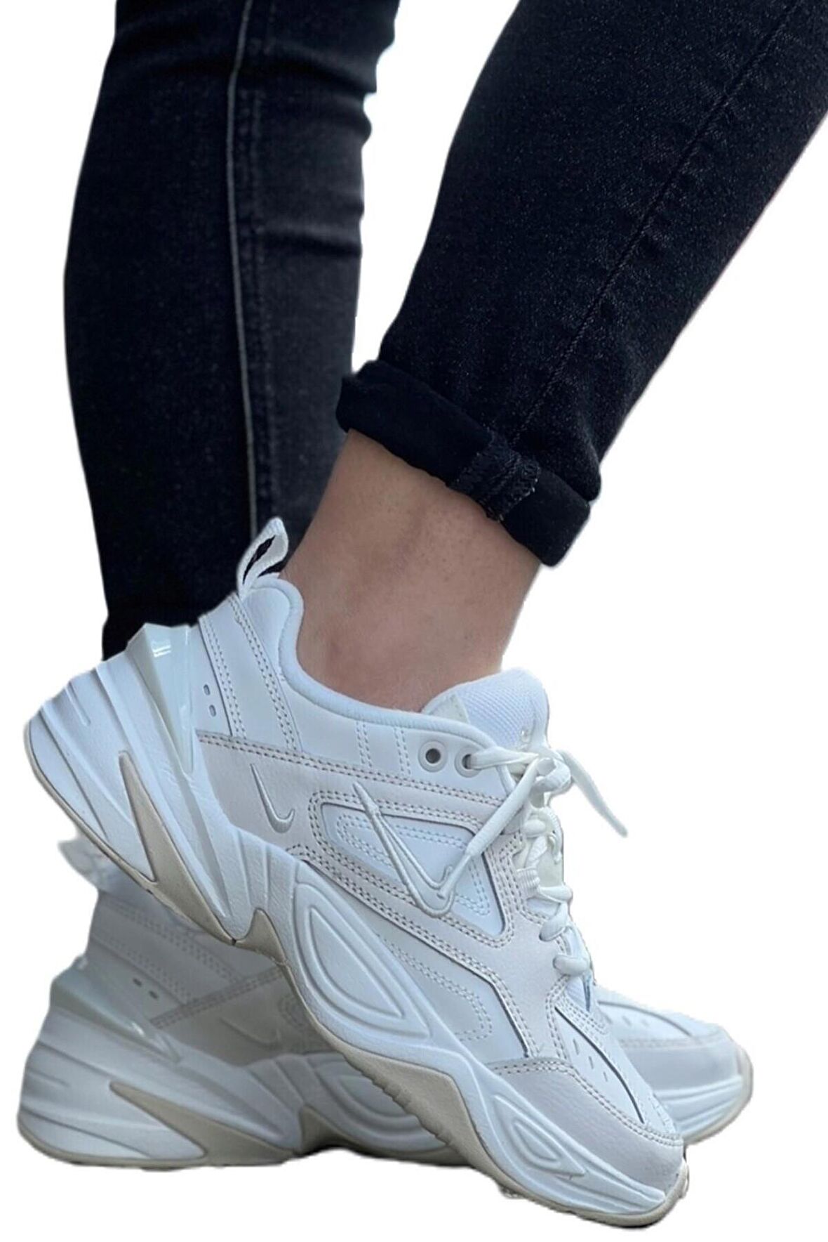 Nike M2K Tekno Leather Sneaker Gerçek Deri Beyaz&Krem Renk Unisex Spor Ayakkabısı 