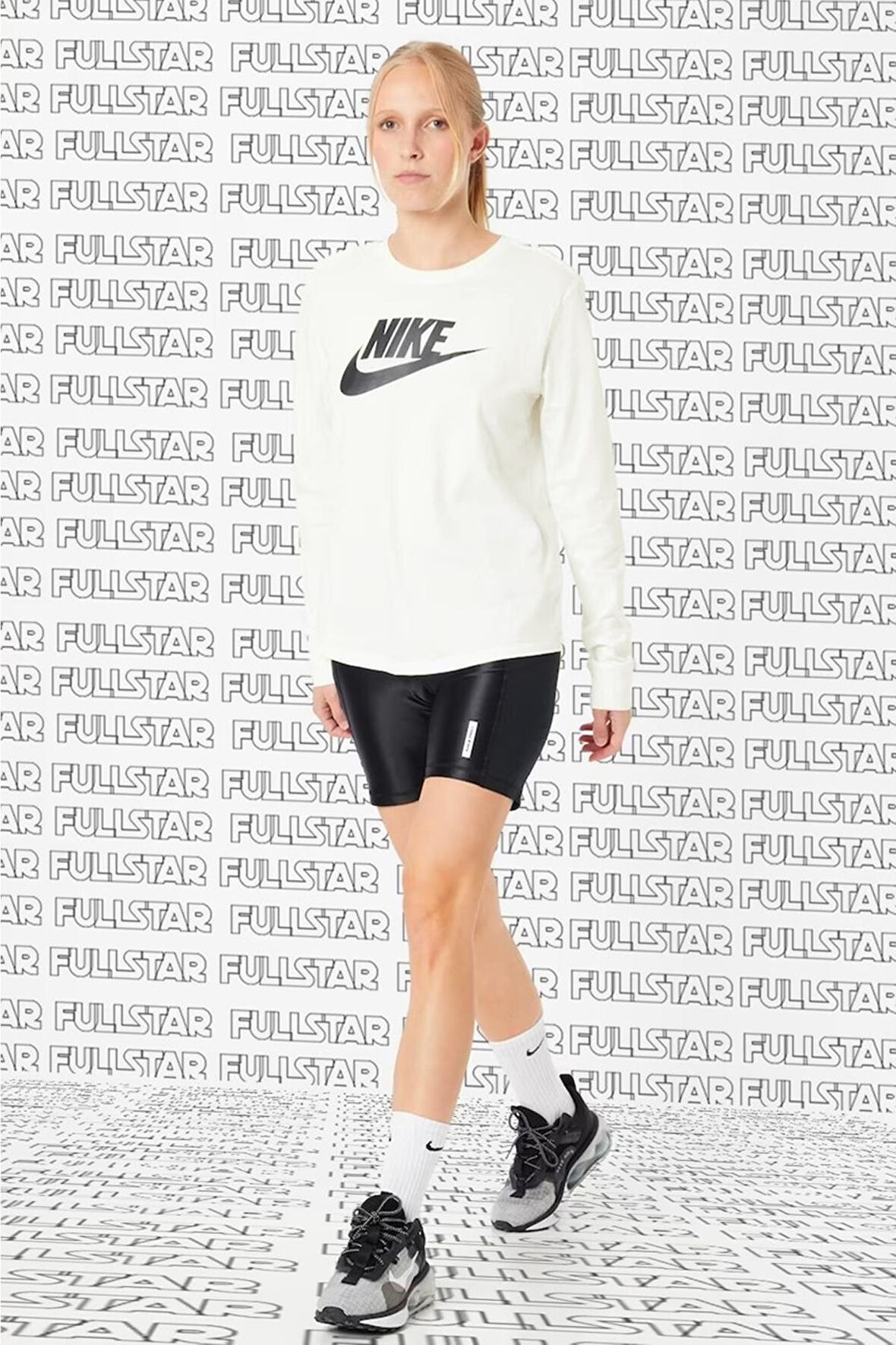 Nike Sportswear Essential Future Crew Shirt Krem Uzun Kollu Tişört Sweatshirt