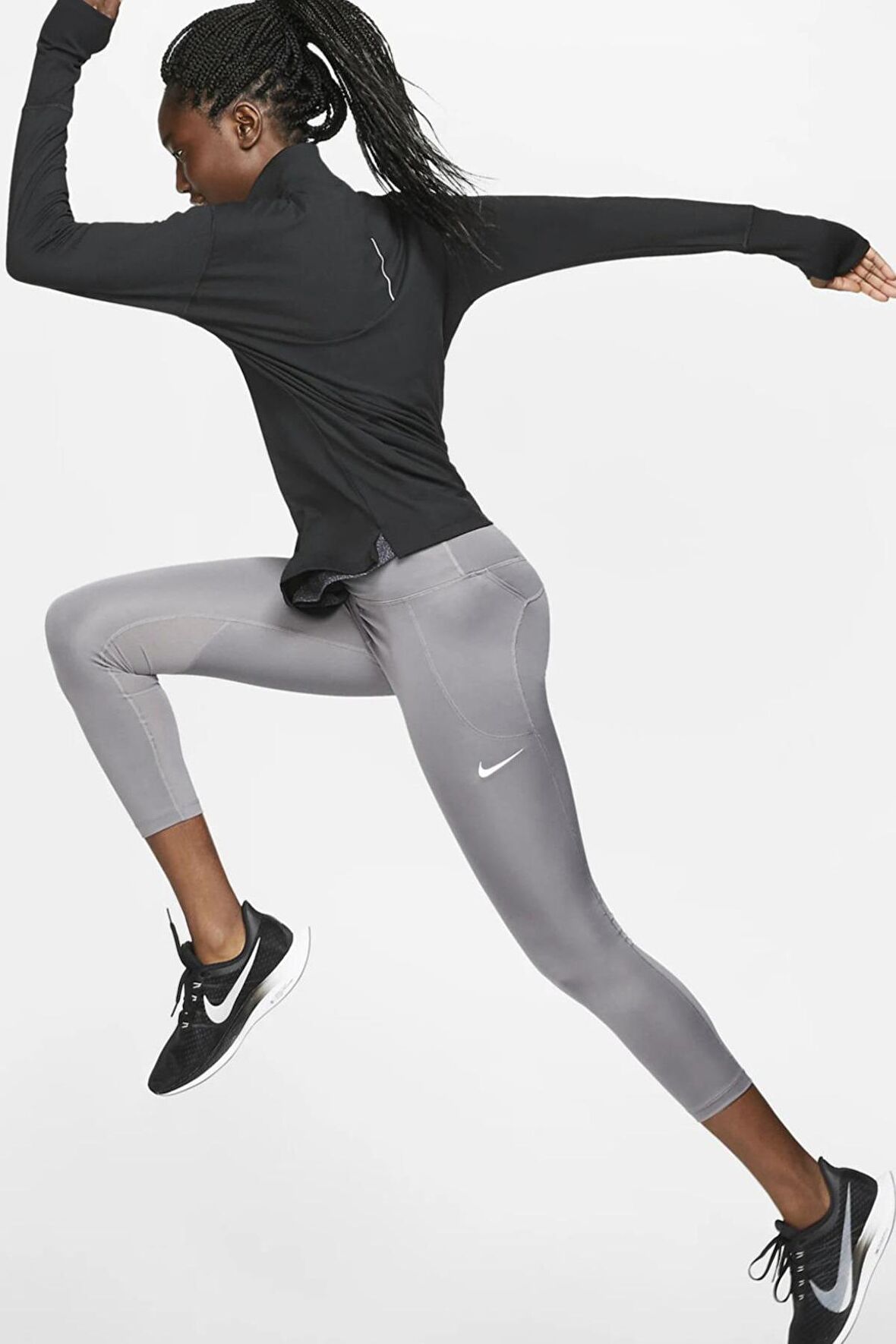 Nike Fast Leggings De Running Crop Toparlayıcı Gri Kadın Spor Tayt