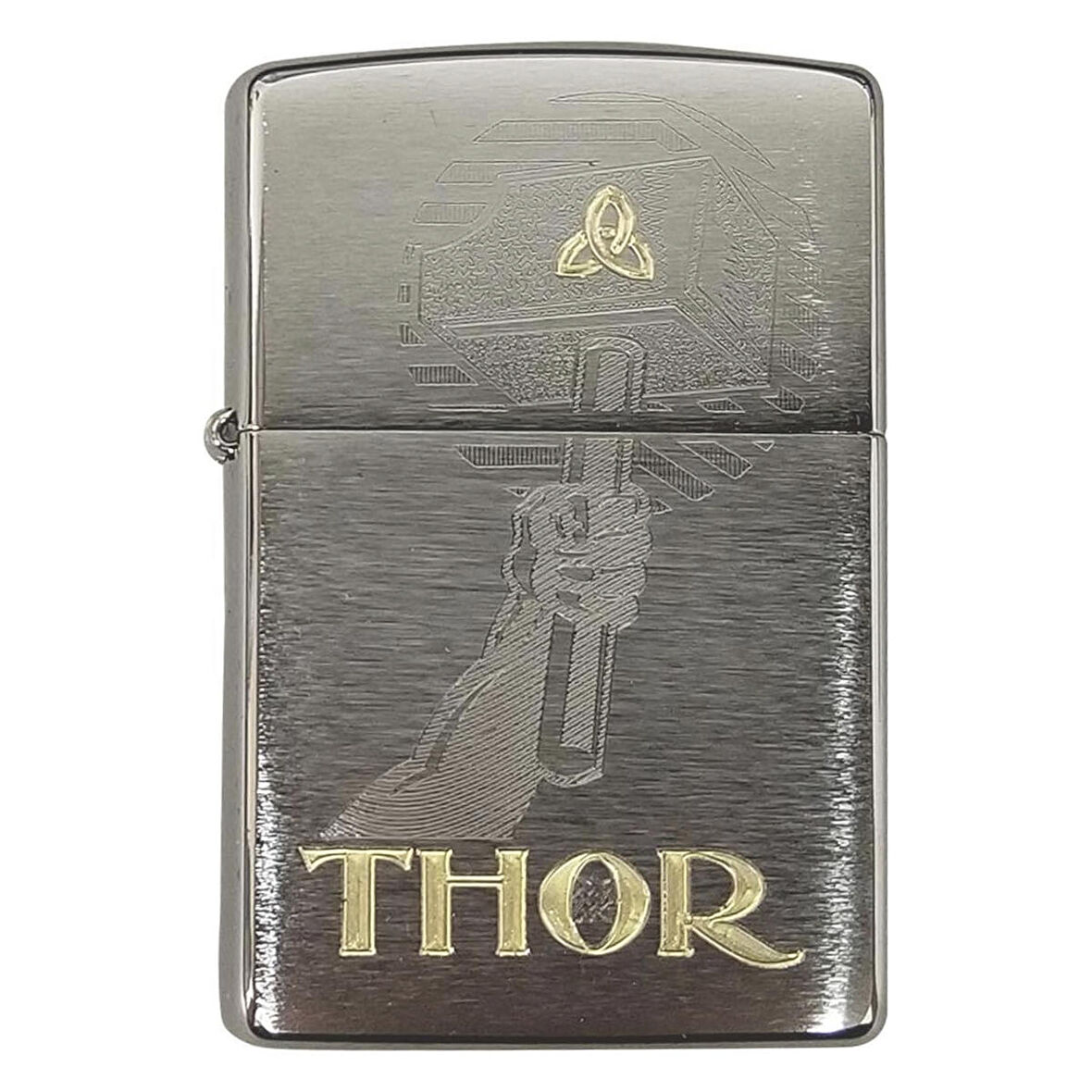 Zippo Brush Finish Chrome Mythological Thors Hammer Mjonlir Design Çakmak