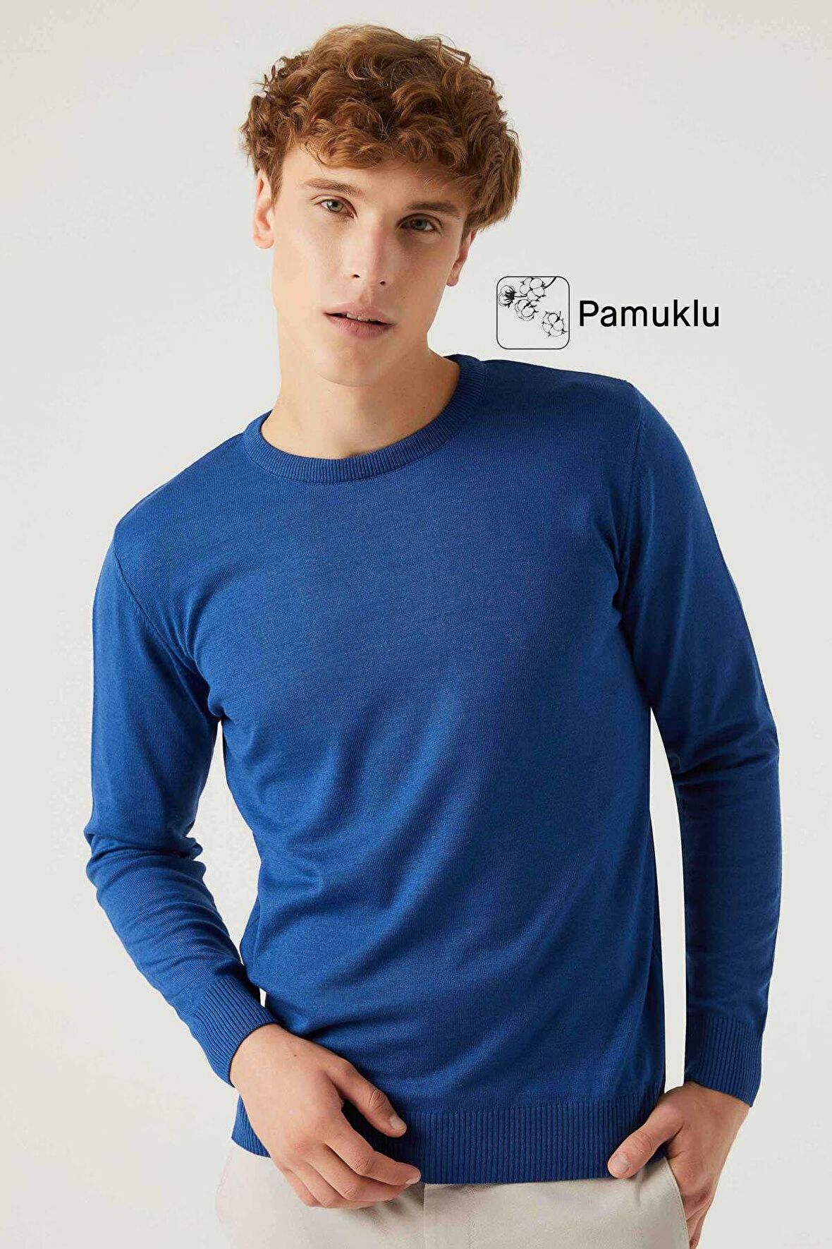 Ds Damat Regular Fit Mavi Pamuk Karışımlı Triko Kazak 5HF06ORT12004 5HF06ORT12004
