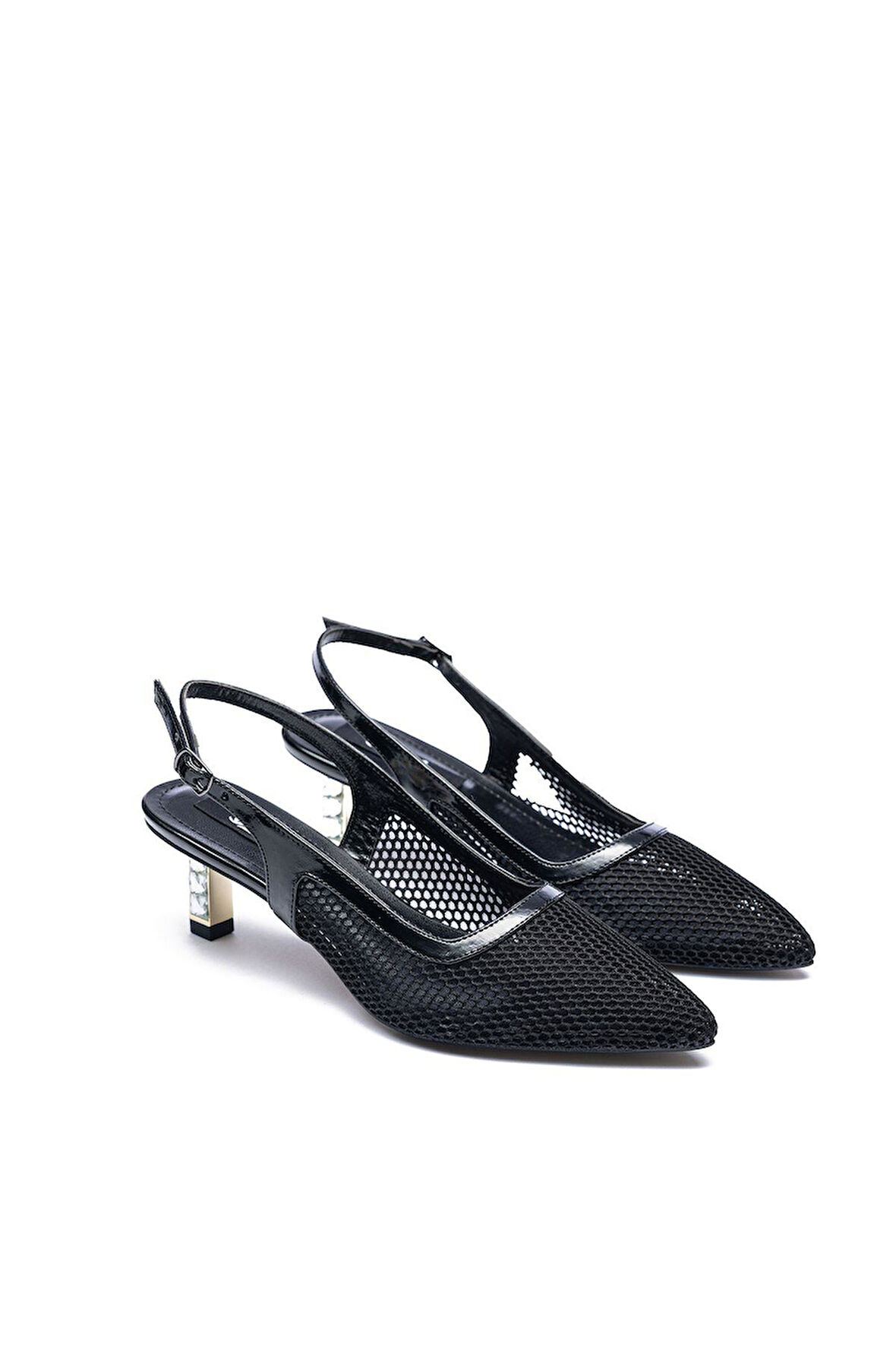 Kadın Düşük Topuklu Taş İşlemeli Abiye File Ayakkabı 1920